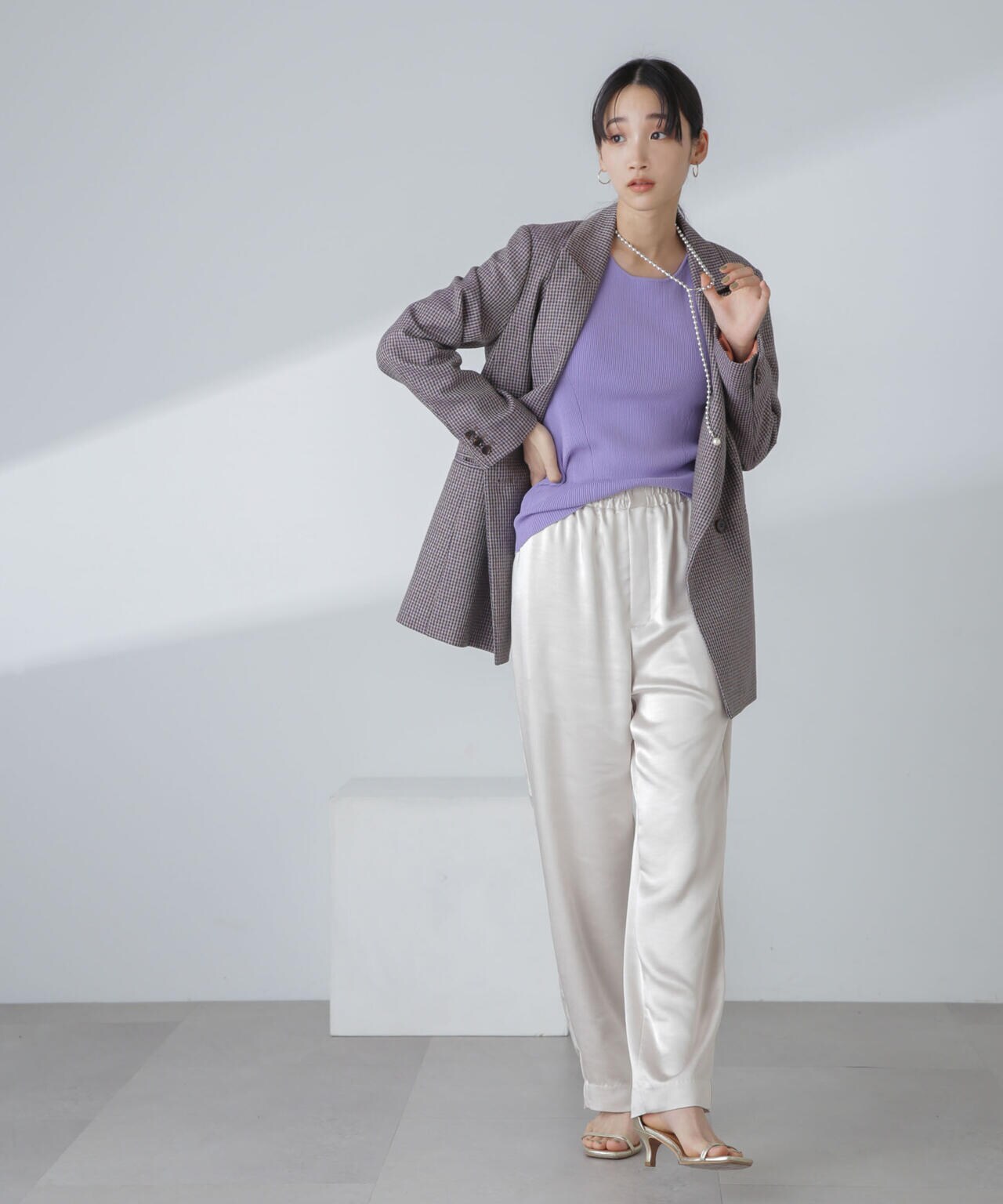 ツイルチェック ダブルブレストジャケット 6694116310