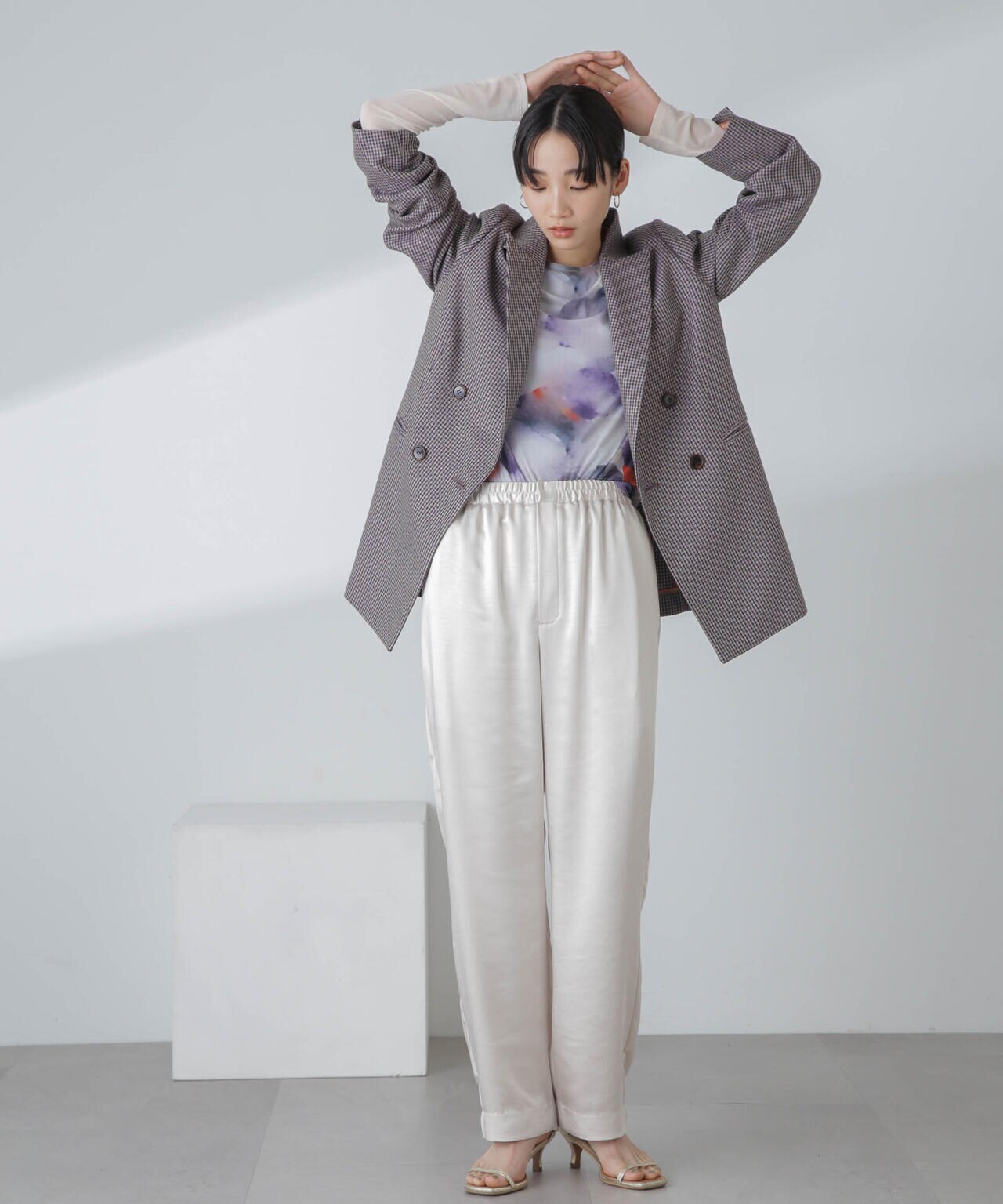 ツイルチェック ダブルブレストジャケット 6694116310