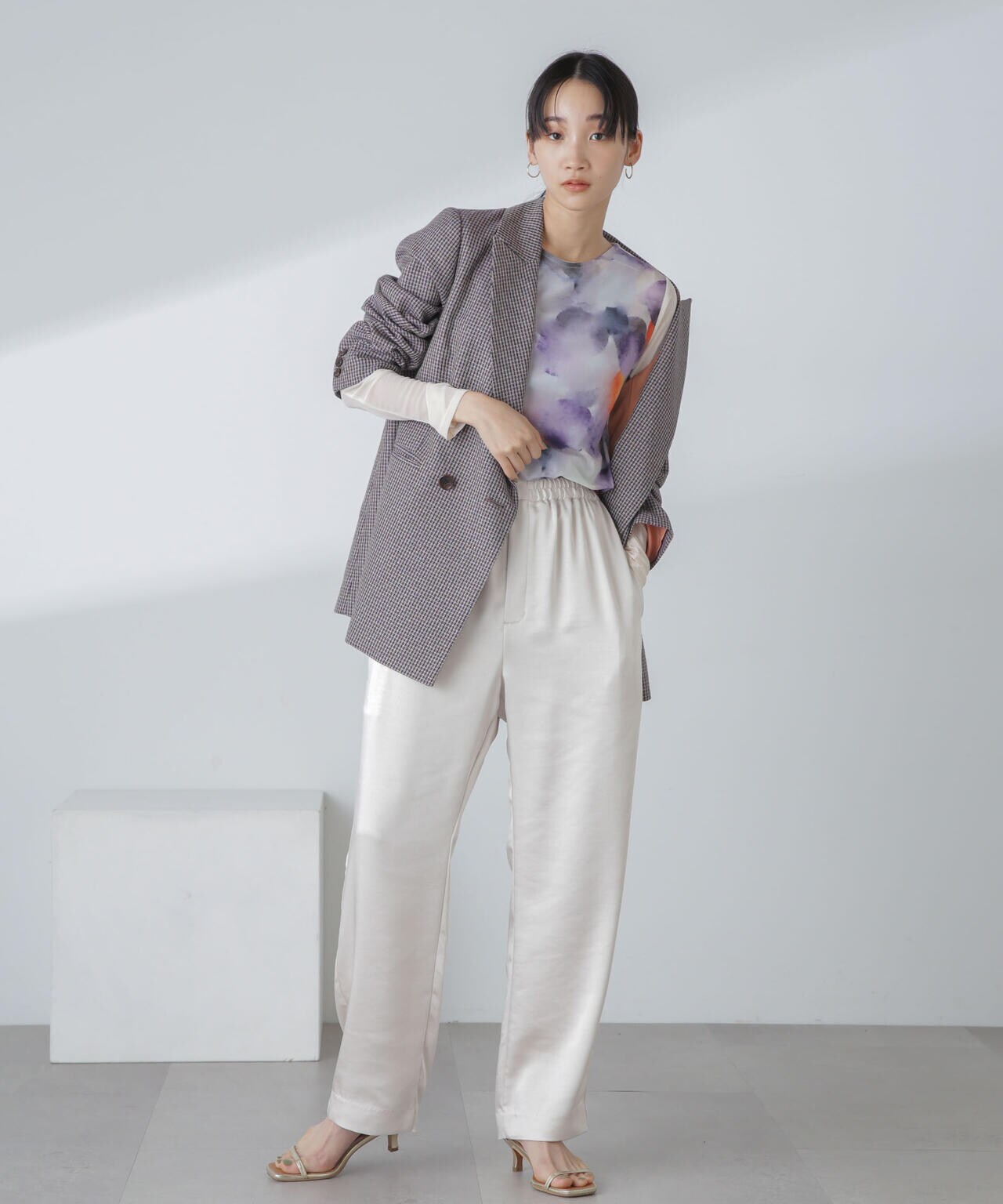 ツイルチェック ダブルブレストジャケット 6694116310