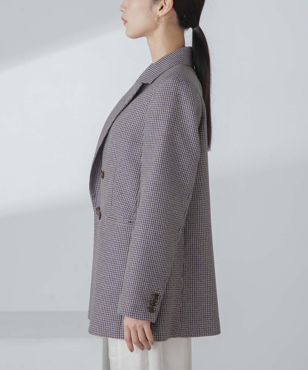 ツイルチェック ダブルブレストジャケット 6694116310