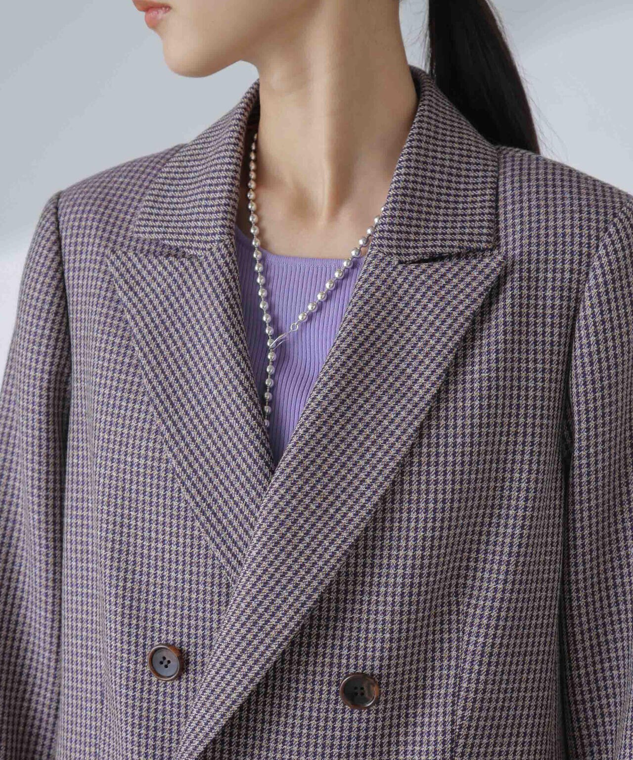 ツイルチェック ダブルブレストジャケット 6694116310