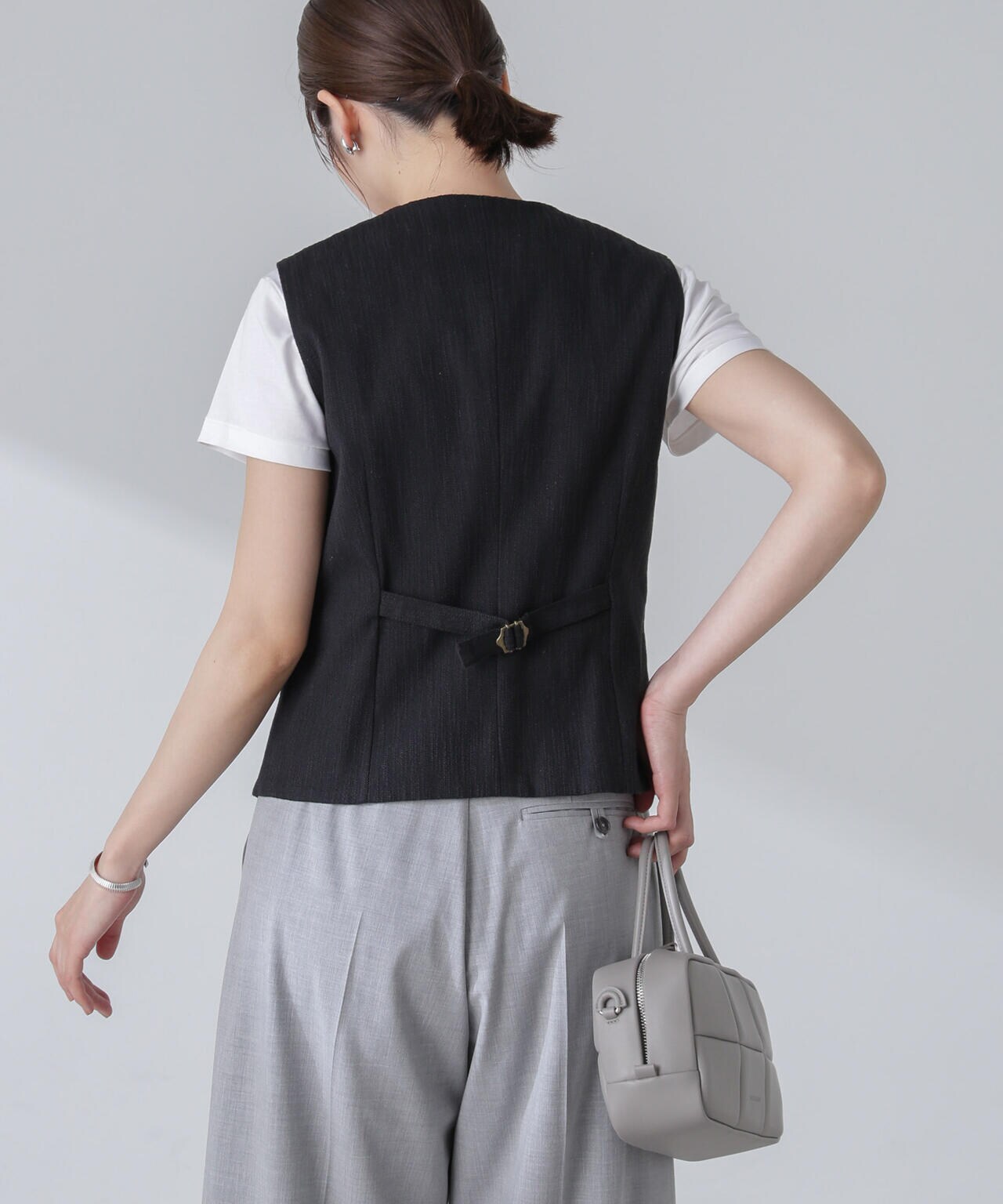 スラブメランジコンパクトジレ(セットアップ可) 6694116313