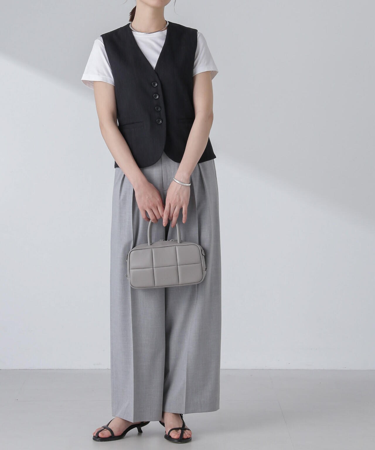 スラブメランジコンパクトジレ(セットアップ可) 6694116313