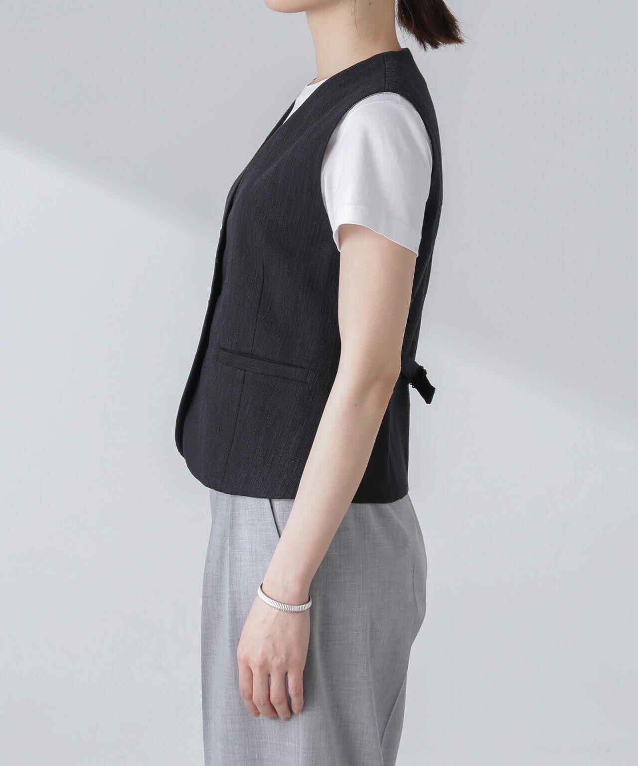 スラブメランジコンパクトジレ(セットアップ可) 6694116313