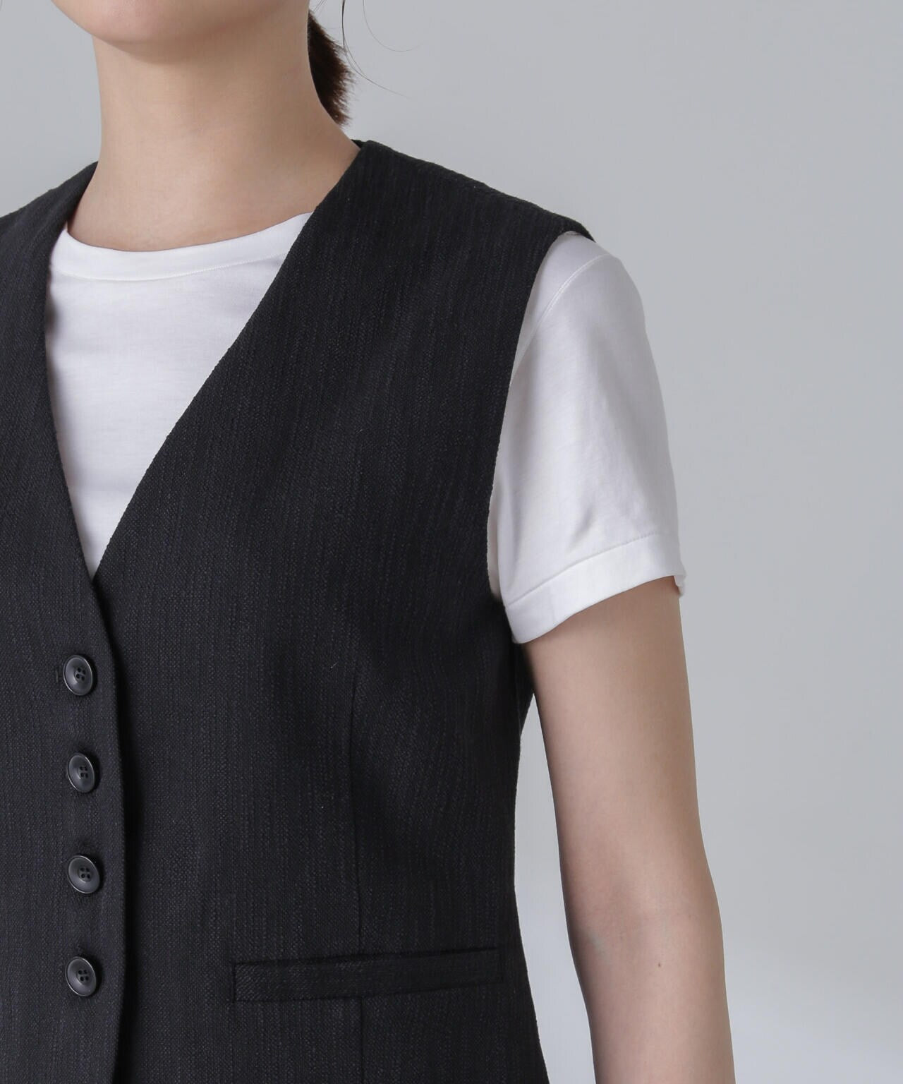 スラブメランジコンパクトジレ(セットアップ可) 6694116313