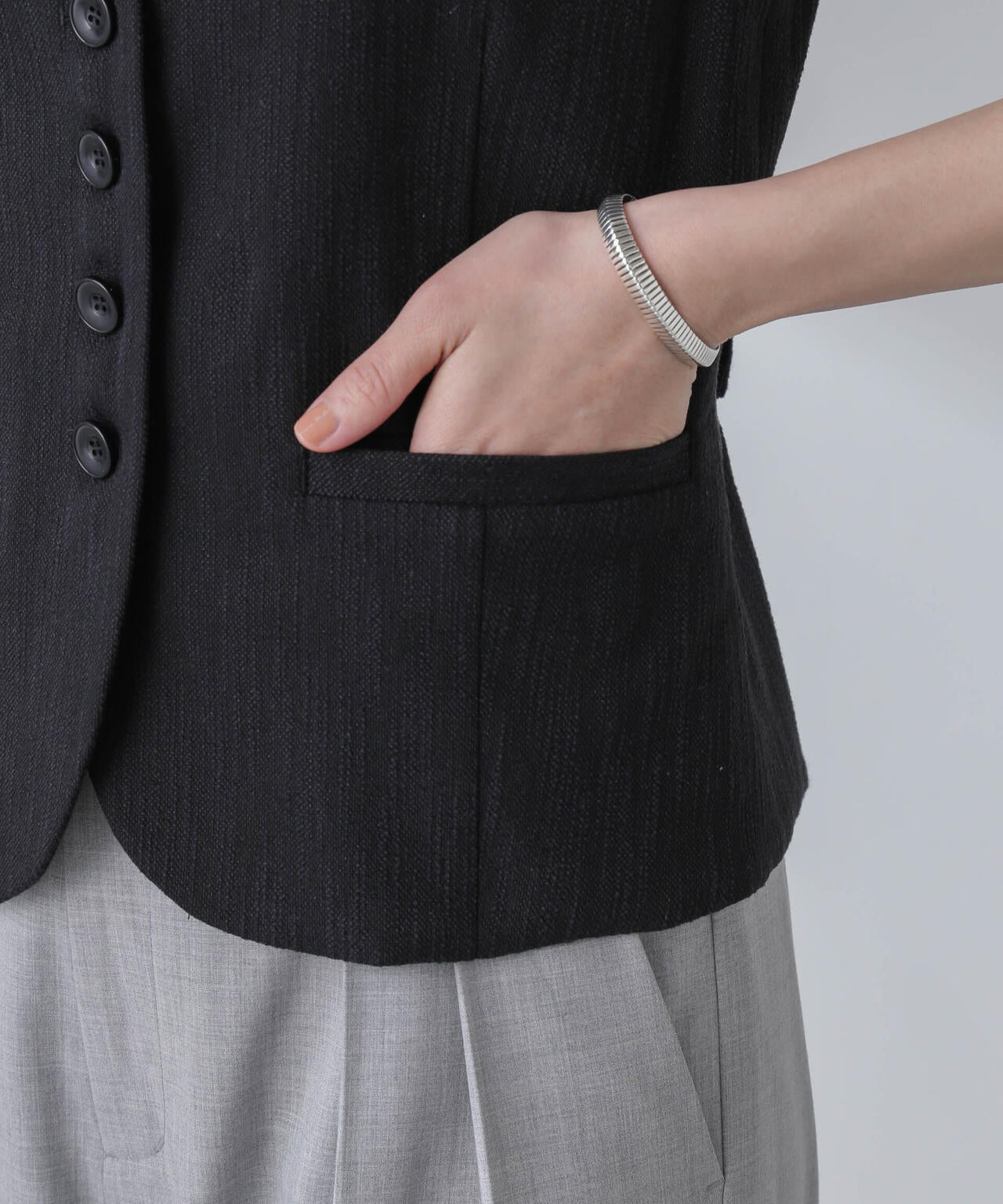 スラブメランジコンパクトジレ(セットアップ可) 6694116313