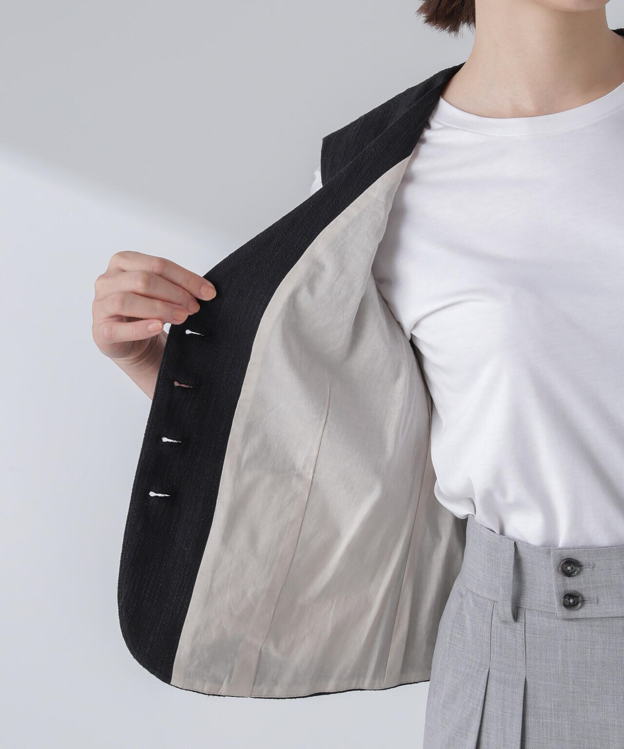 スラブメランジコンパクトジレ(セットアップ可) 6694116313