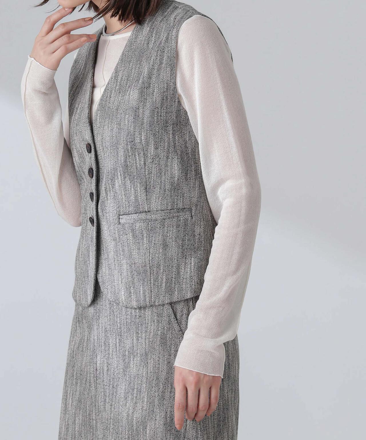 スラブメランジコンパクトジレ(セットアップ可) 6694116313