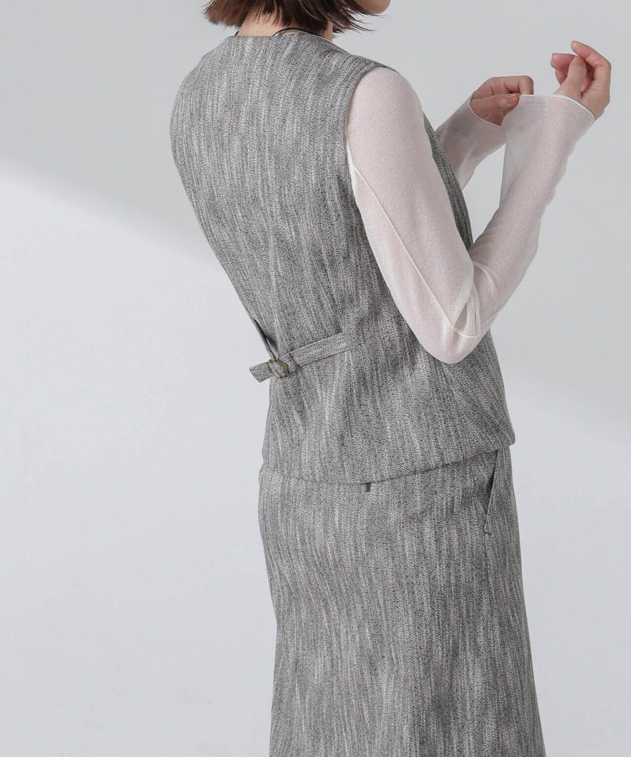 スラブメランジコンパクトジレ(セットアップ可) 6694116313