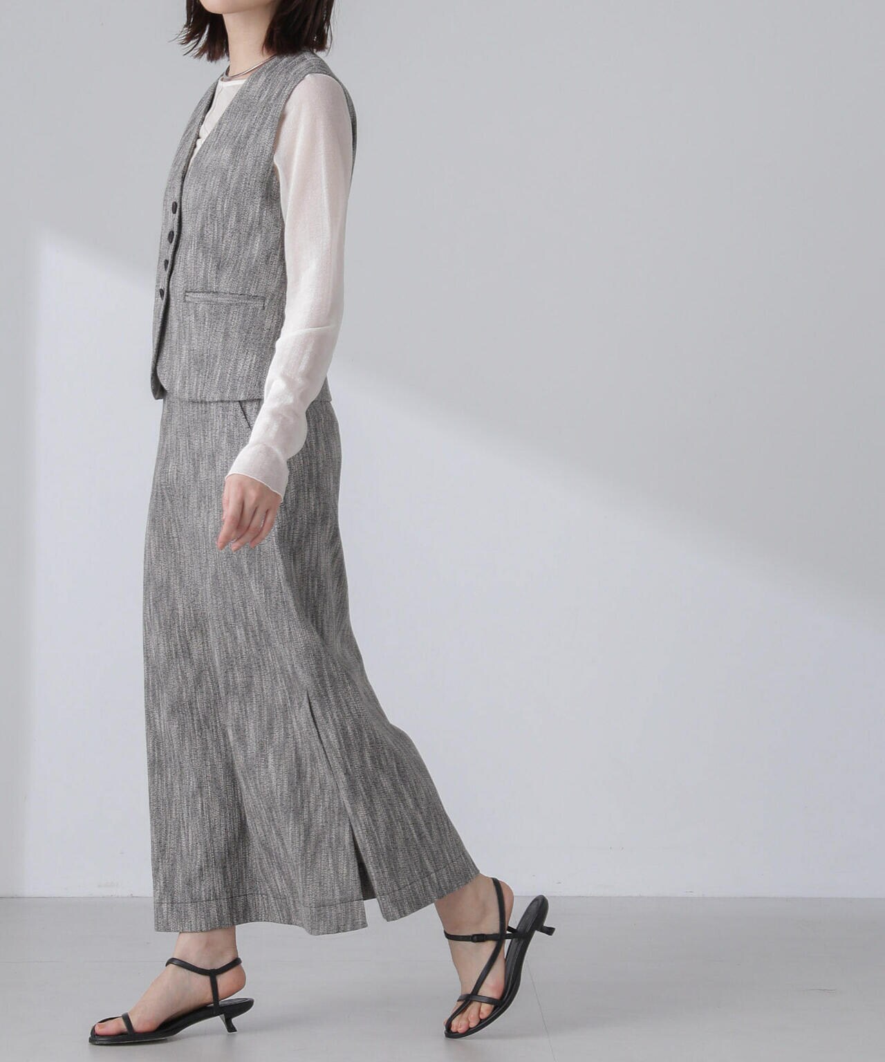 スラブメランジコンパクトジレ(セットアップ可) 6694116313