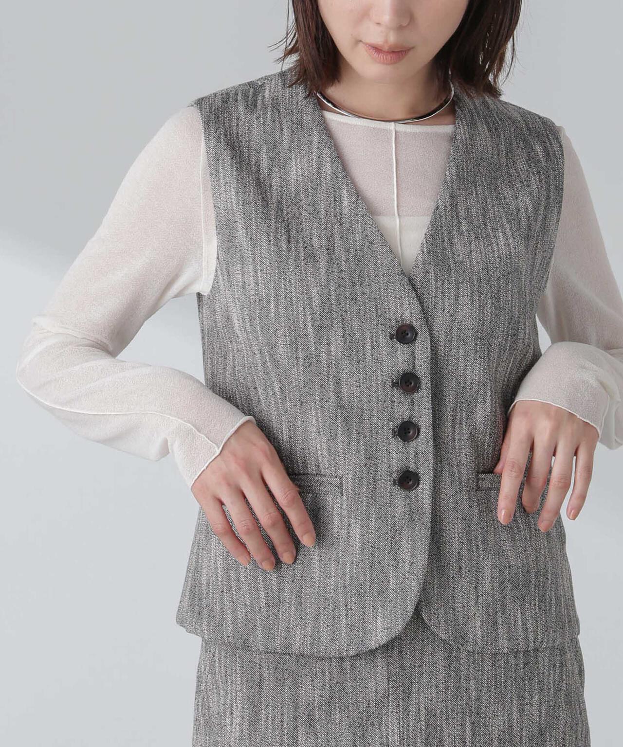 スラブメランジコンパクトジレ(セットアップ可) 6694116313