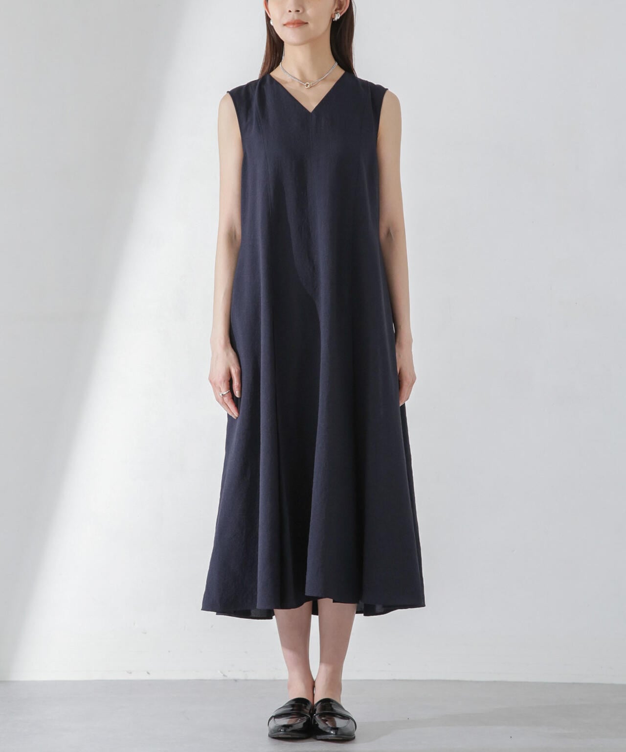 <洗濯機使用可><ノンアイロン>メランジドライ ベルト付きワンピース 6694119305