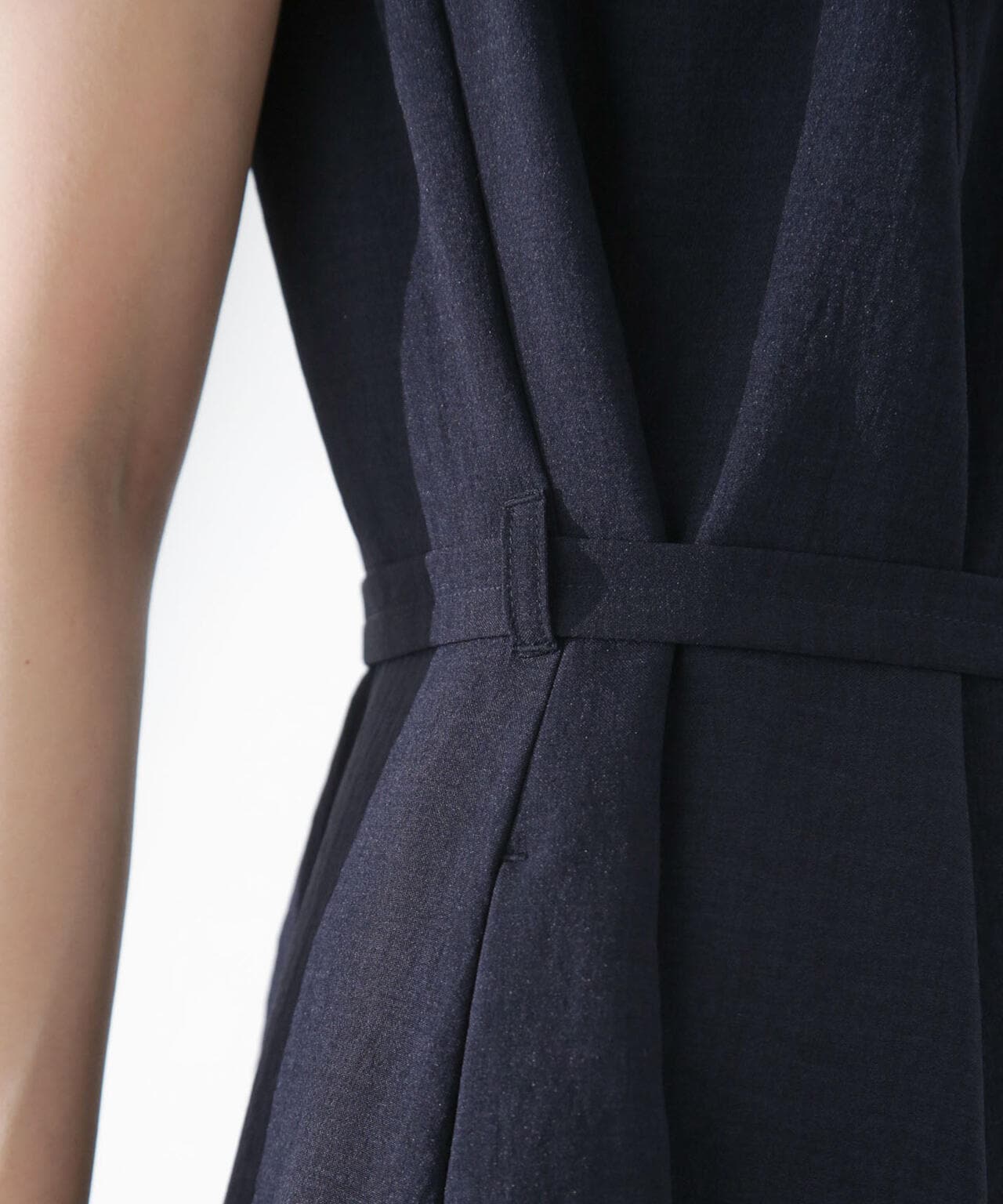 <洗濯機使用可><ノンアイロン>メランジドライ ベルト付きワンピース 6694119305