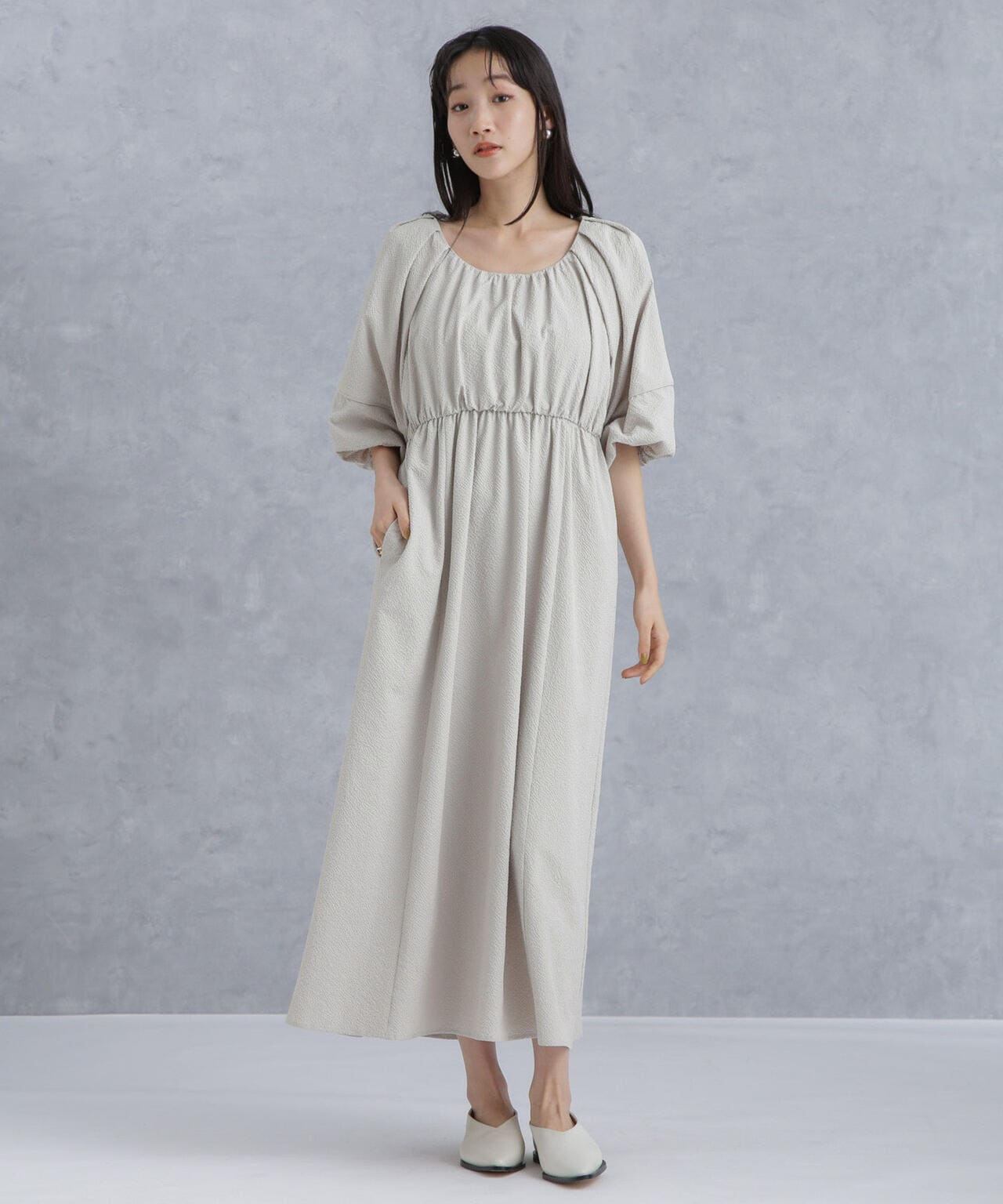 マイクロサッカーボリュームスリーブワンピース 6694119306