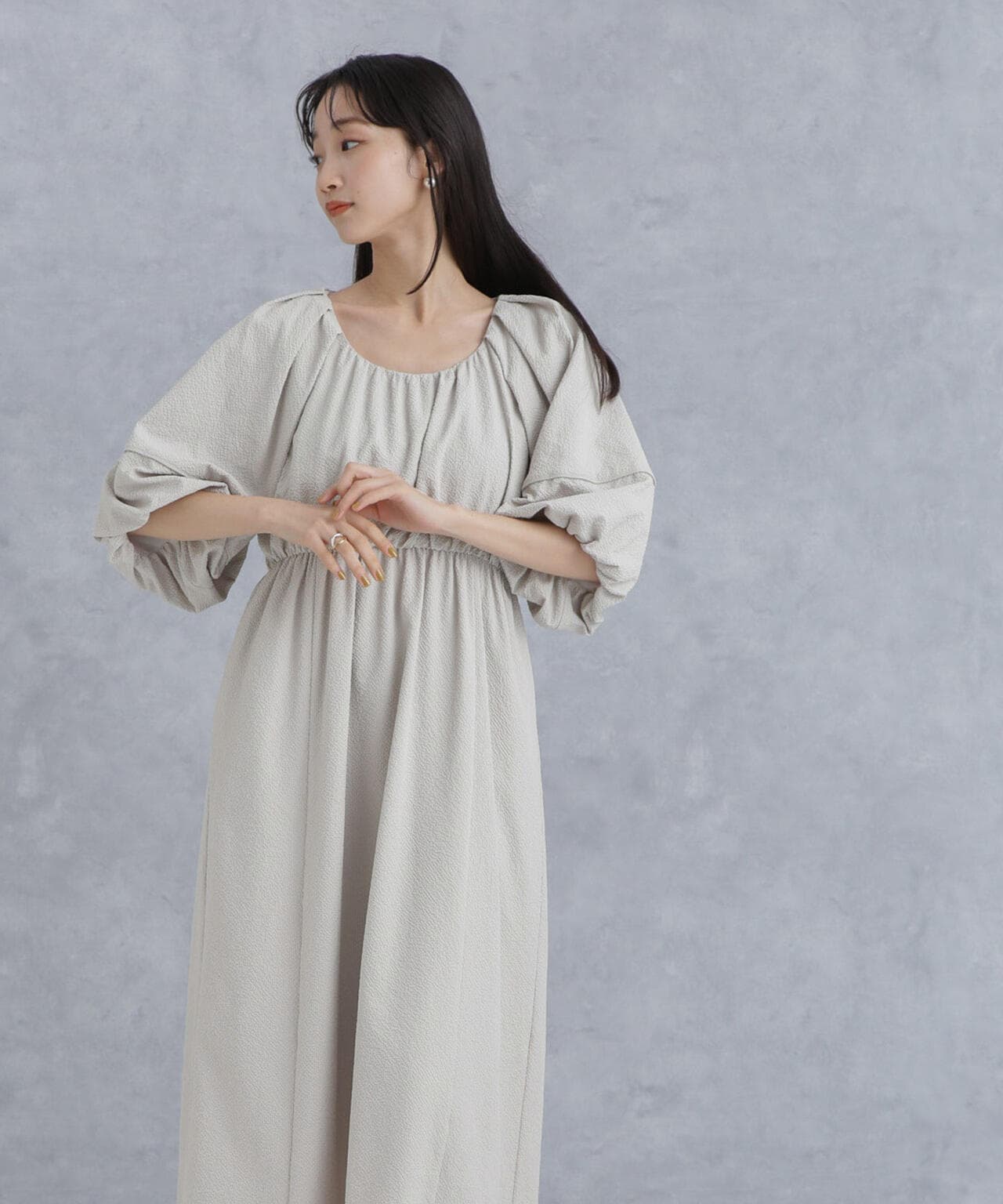 マイクロサッカーボリュームスリーブワンピース 6694119306