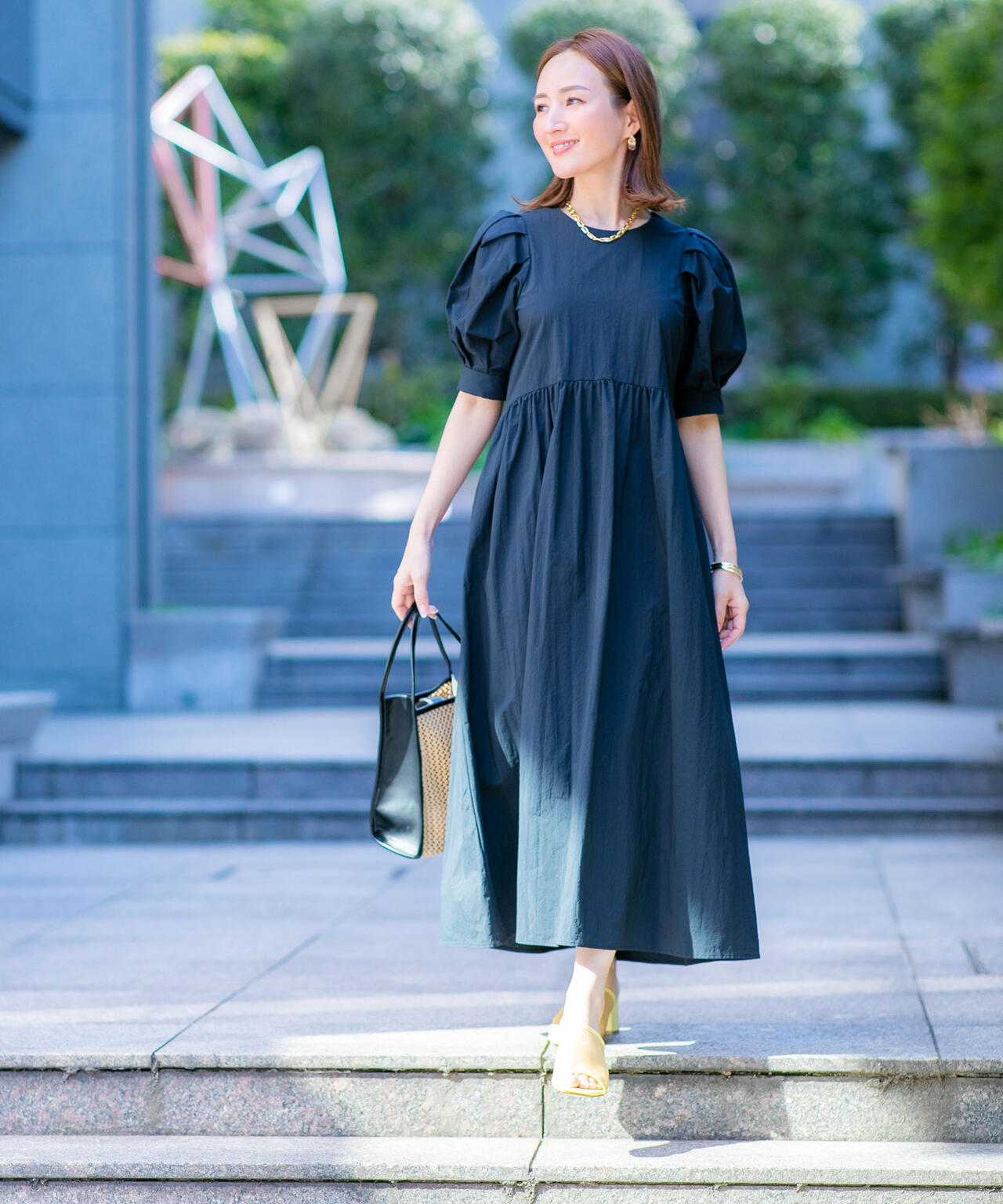 「星玲奈×NANO universe」タックスリーブタスランマキシワンピース 6694119312