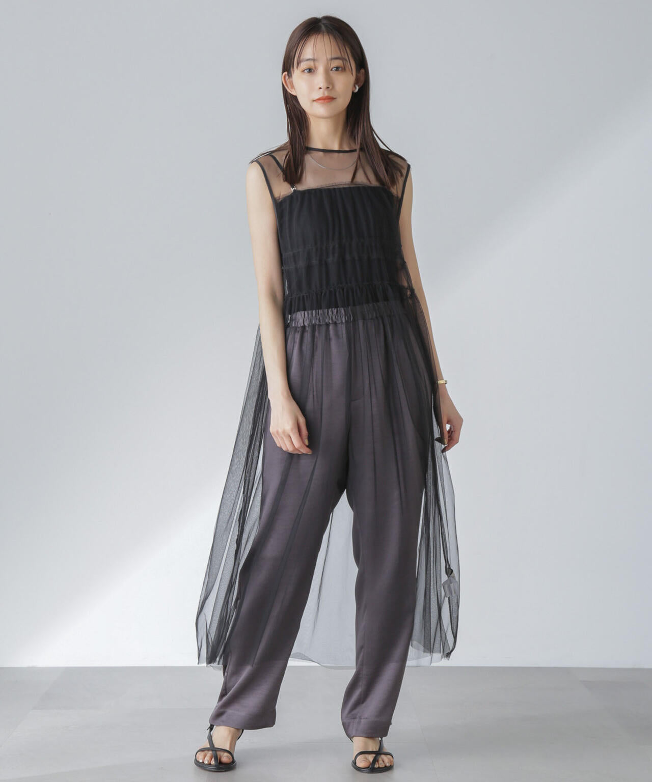 ギャザーチュールワンピース 6694119321