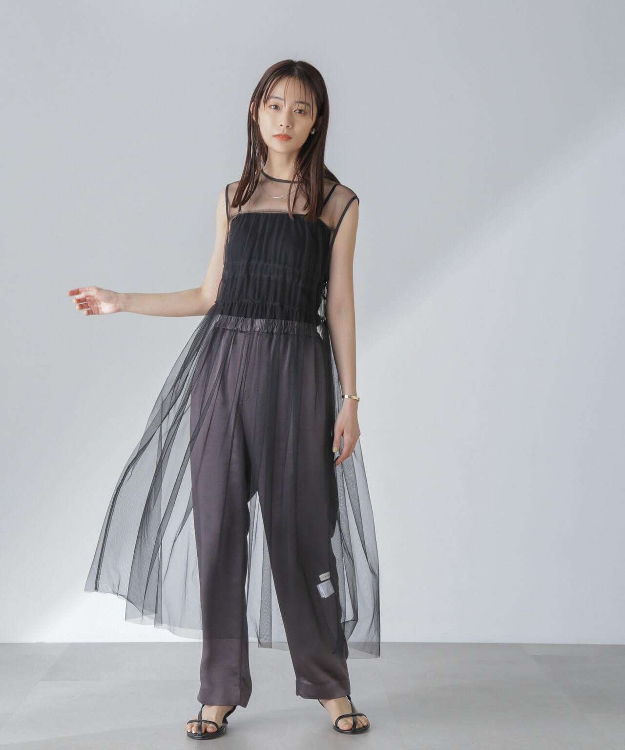 ギャザーチュールワンピース 6694119321