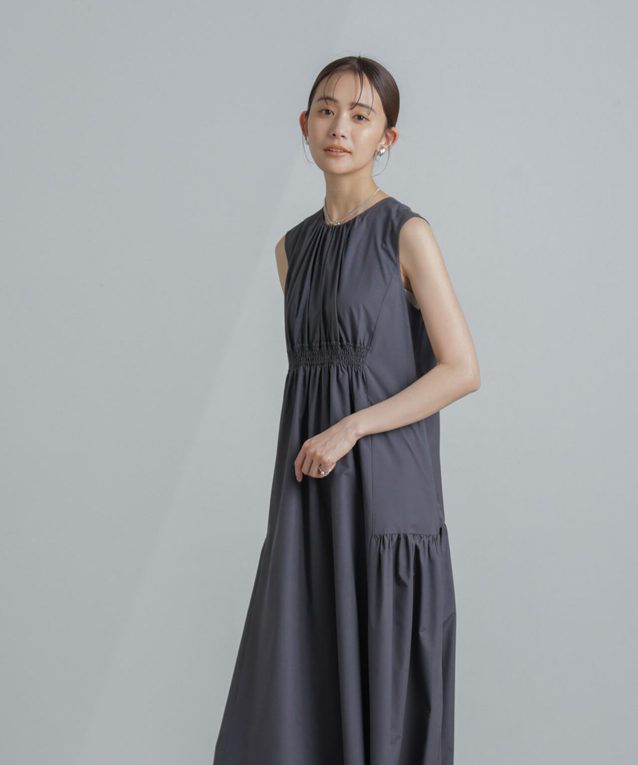 <撥水機能><ウォッシャブル>MINOTECH(R)シャーリングティアードワンピース 6694119323