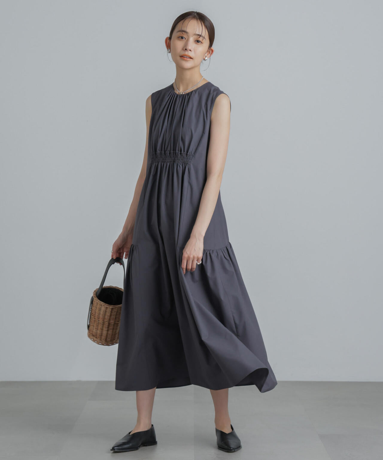 <撥水機能><ウォッシャブル>MINOTECH(R)シャーリングティアードワンピース 6694119323