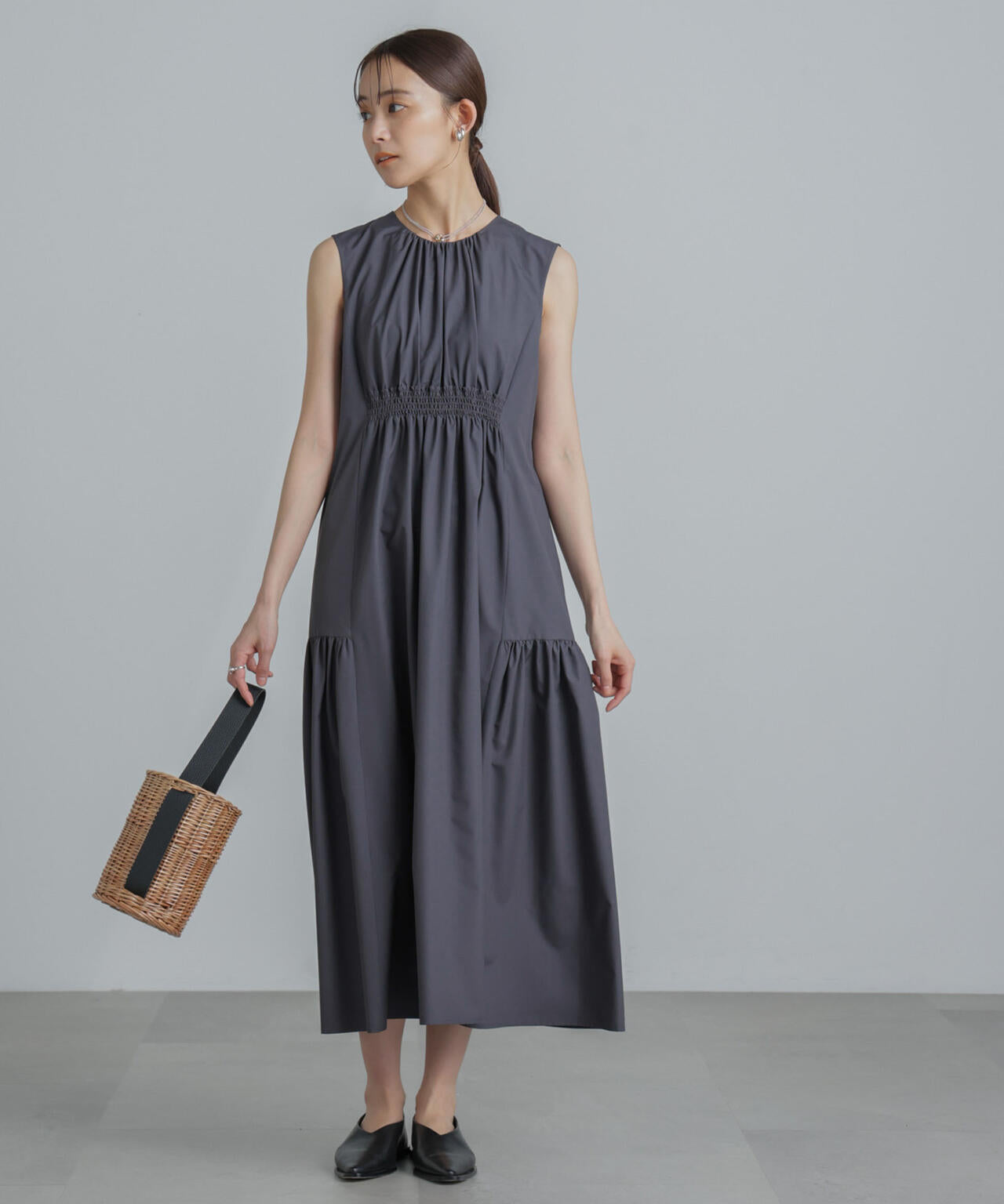 <撥水機能><ウォッシャブル>MINOTECH(R)シャーリングティアードワンピース 6694119323