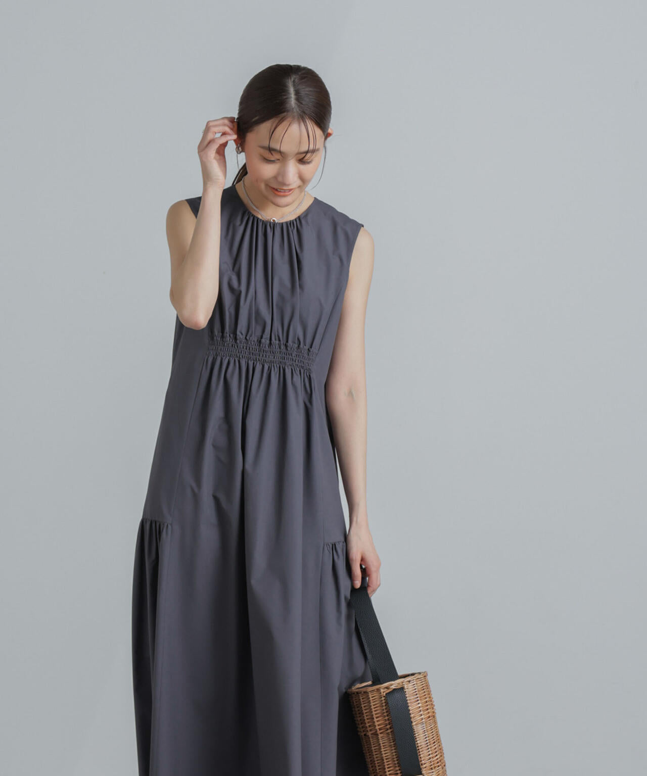 <撥水機能><ウォッシャブル>MINOTECH(R)シャーリングティアードワンピース 6694119323