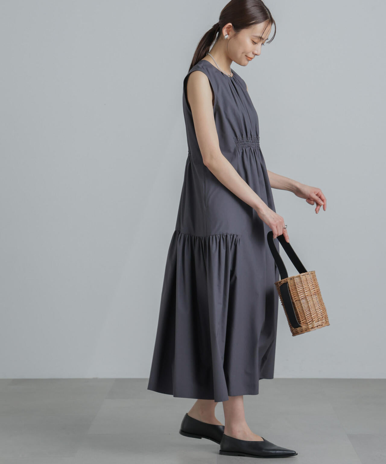 <撥水機能><ウォッシャブル>MINOTECH(R)シャーリングティアードワンピース 6694119323