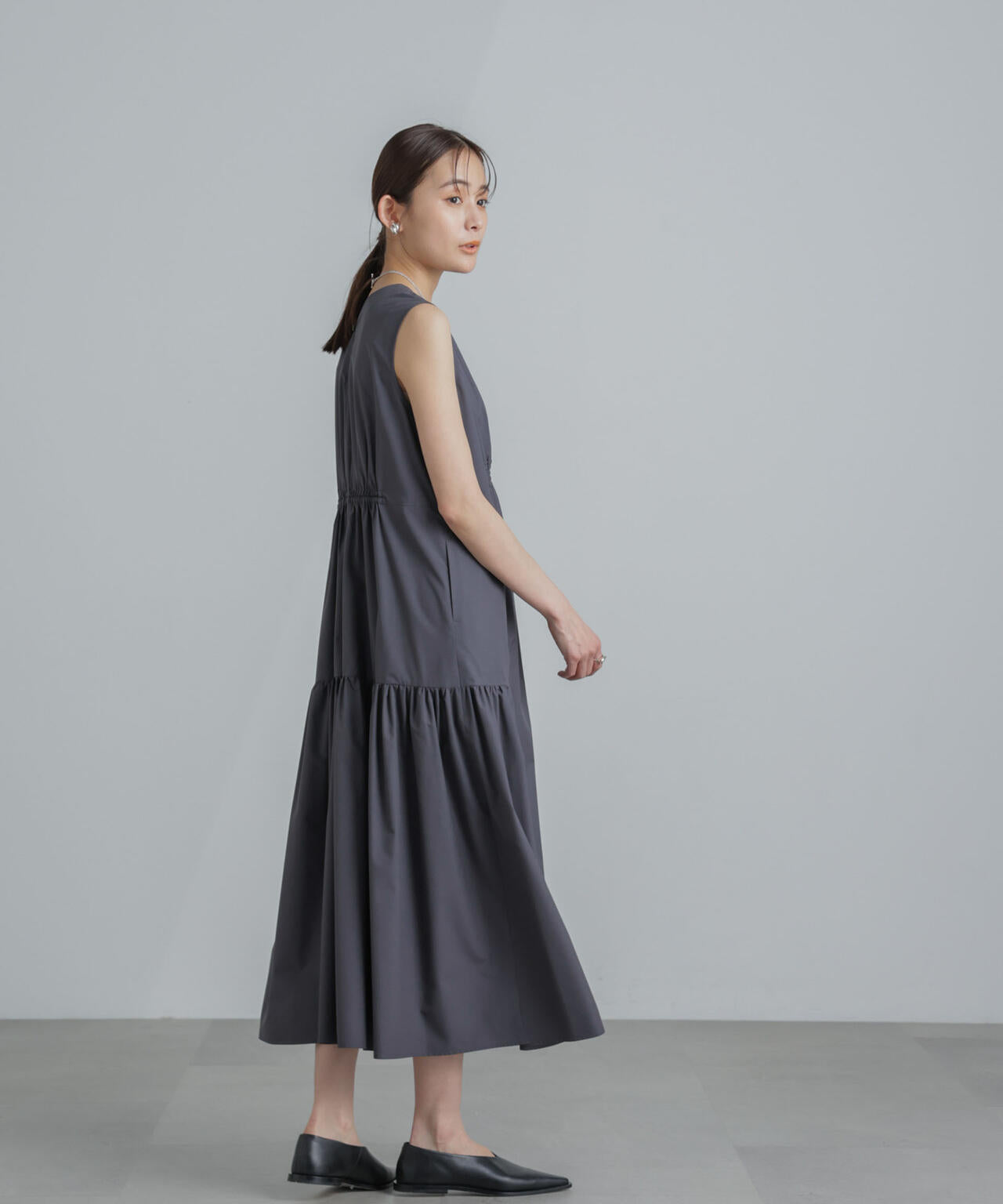 <撥水機能><ウォッシャブル>MINOTECH(R)シャーリングティアードワンピース 6694119323