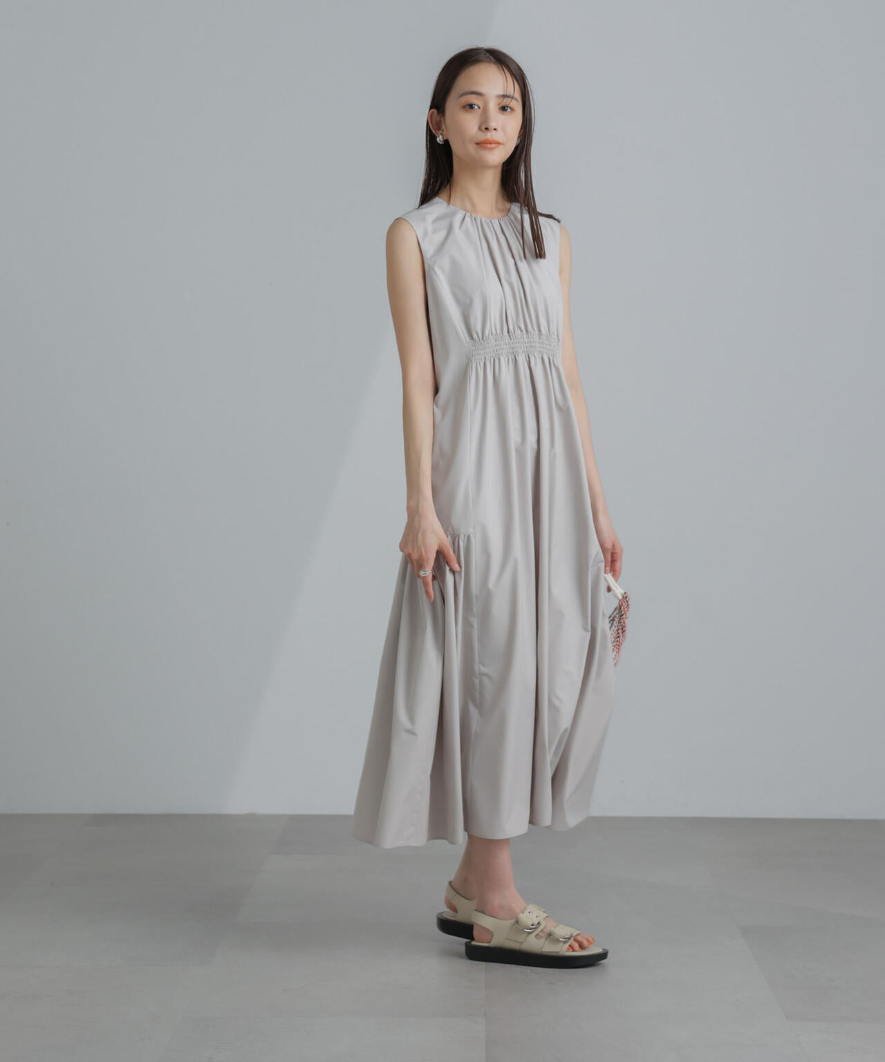 <撥水機能><ウォッシャブル>MINOTECH(R)シャーリングティアードワンピース 6694119323