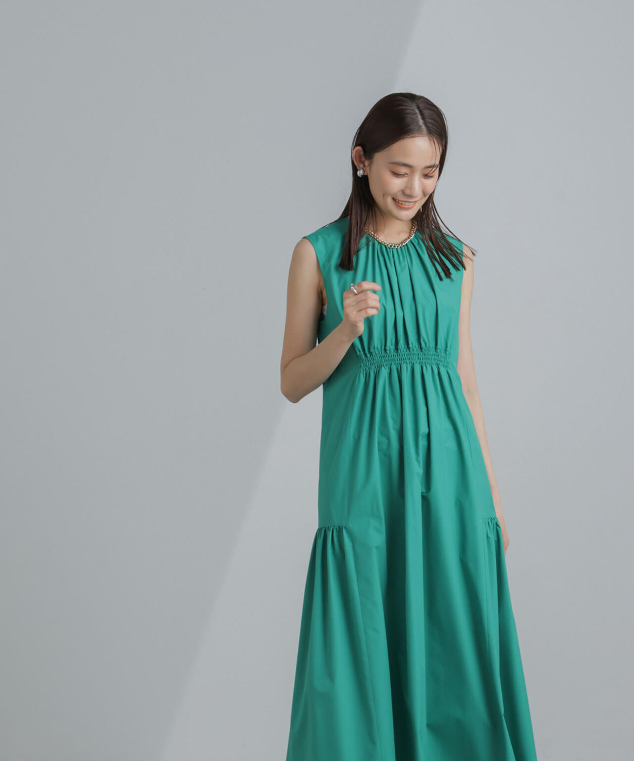 <撥水機能><ウォッシャブル>MINOTECH(R)シャーリングティアードワンピース 6694119323