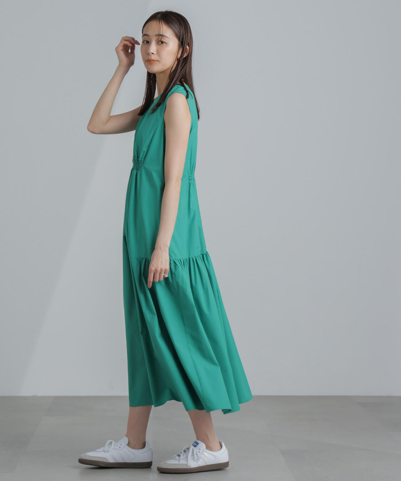 <撥水機能><ウォッシャブル>MINOTECH(R)シャーリングティアードワンピース 6694119323