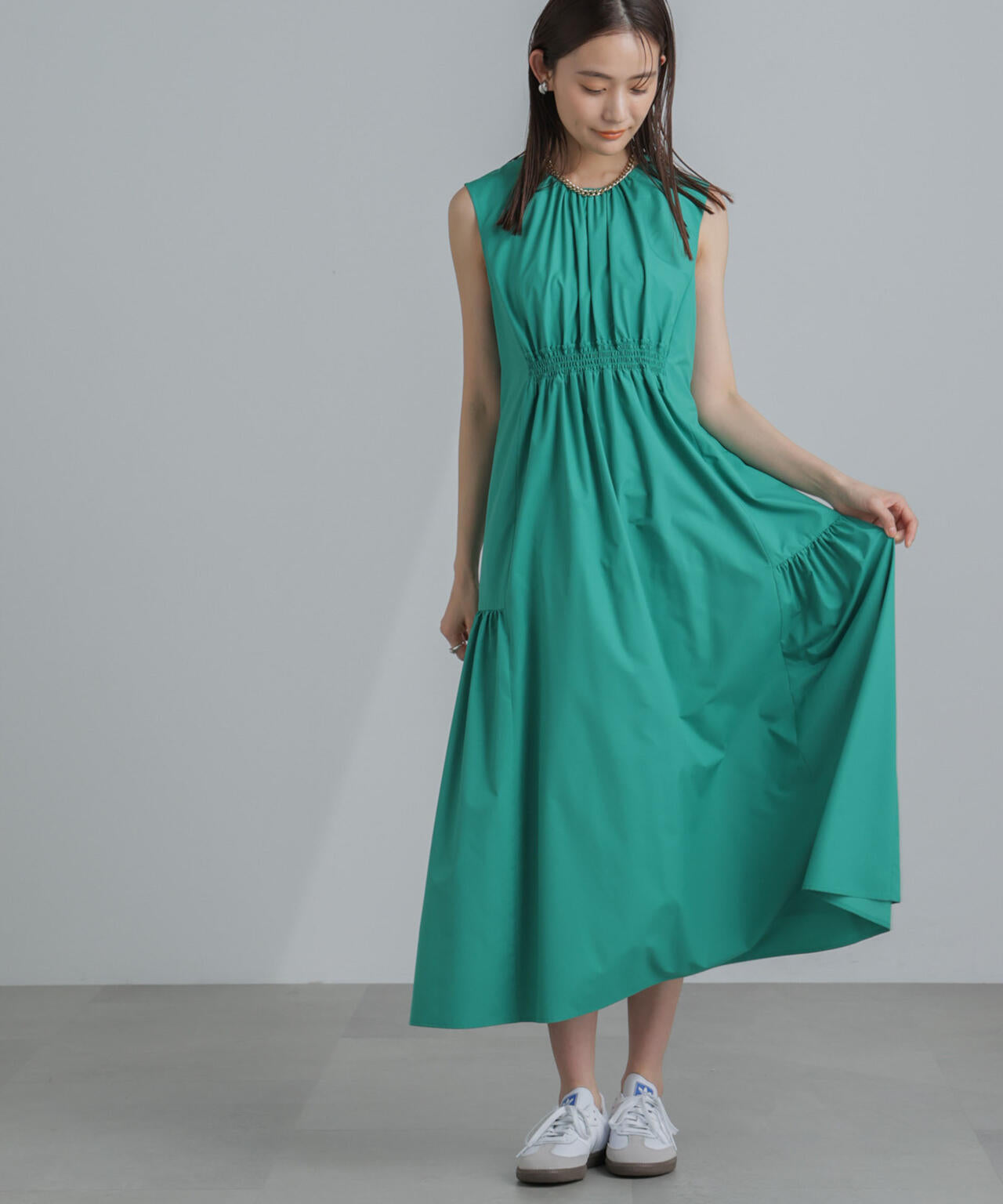 <撥水機能><ウォッシャブル>MINOTECH(R)シャーリングティアードワンピース 6694119323