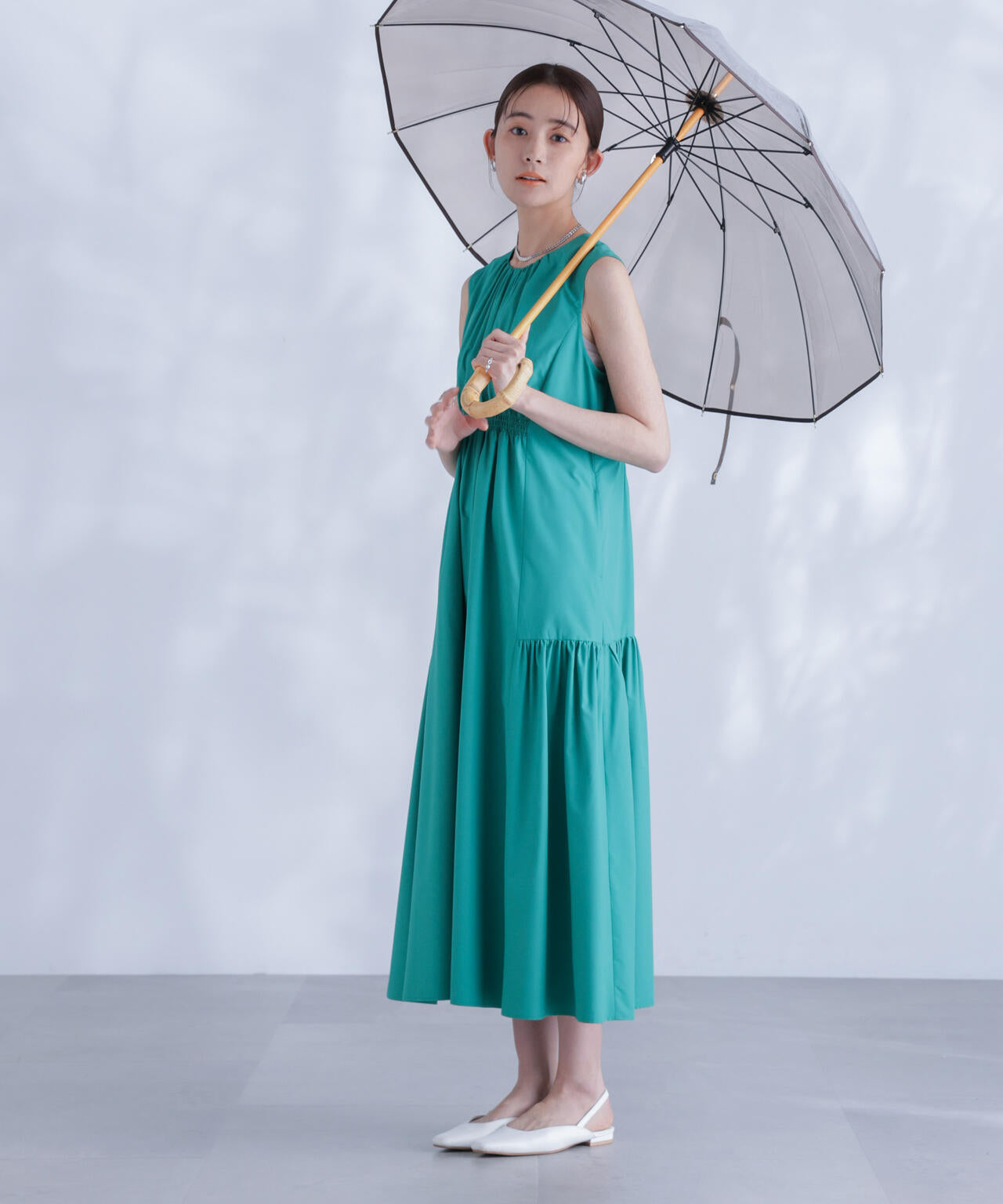 <撥水機能><ウォッシャブル>MINOTECH(R)シャーリングティアードワンピース 6694119323