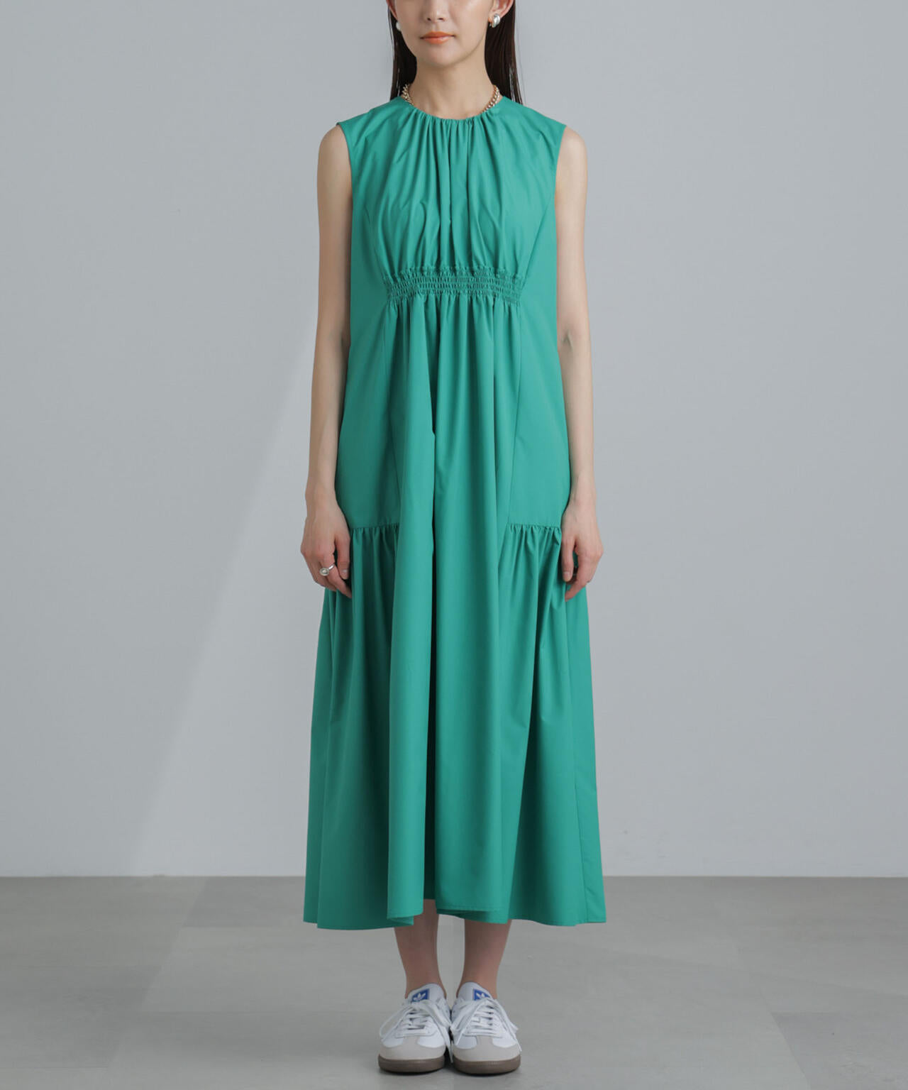 <撥水機能><ウォッシャブル>MINOTECH(R)シャーリングティアードワンピース 6694119323