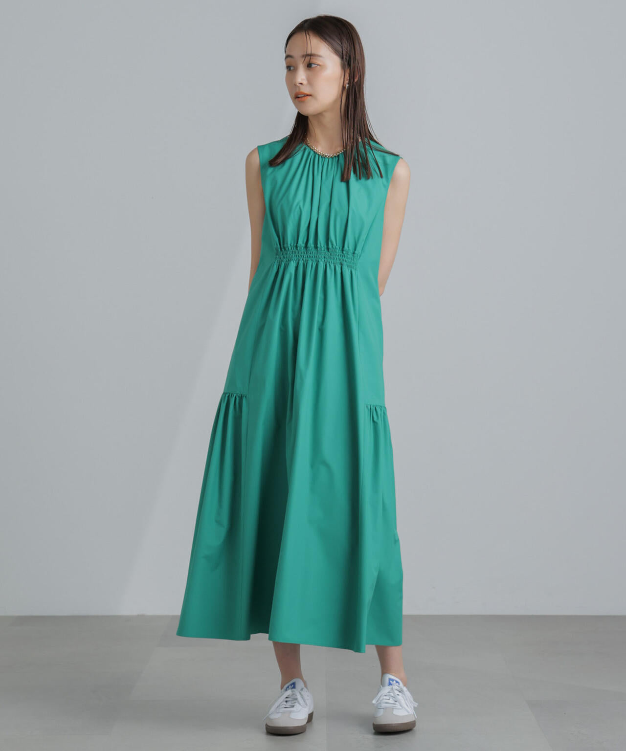 <撥水機能><ウォッシャブル>MINOTECH(R)シャーリングティアードワンピース 6694119323