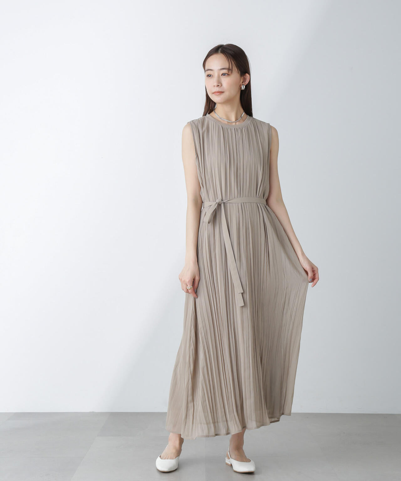 ジョーゼットプリーツ×カットソードッキングワンピース 6694119325