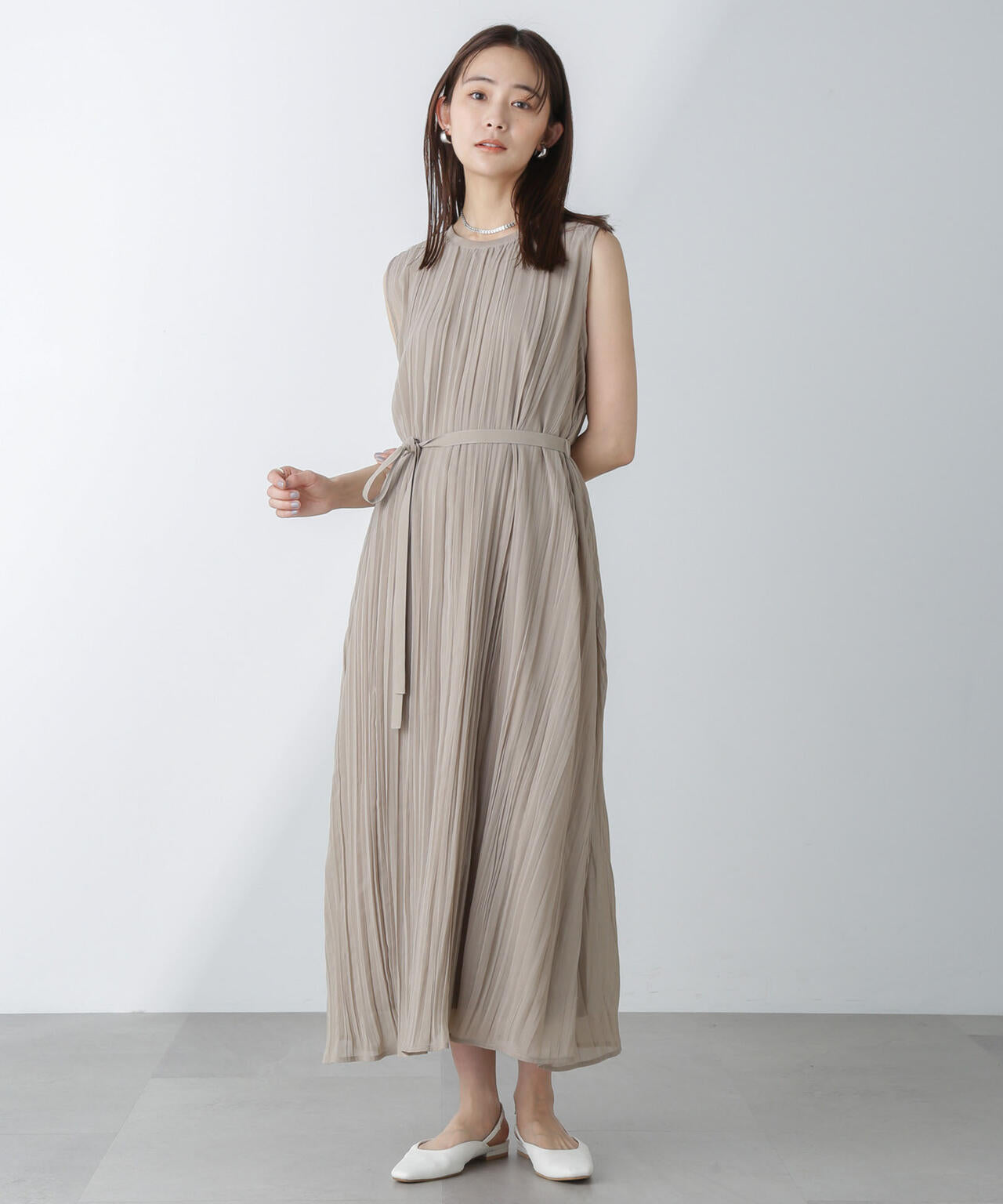 ジョーゼットプリーツ×カットソードッキングワンピース 6694119325