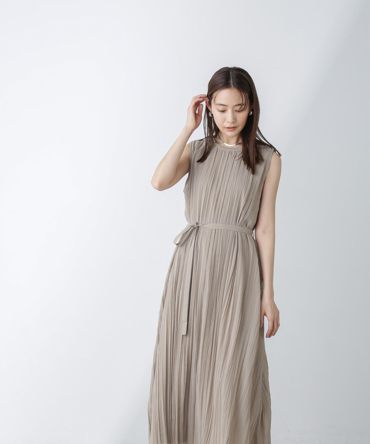 ジョーゼットプリーツ×カットソードッキングワンピース 6694119325