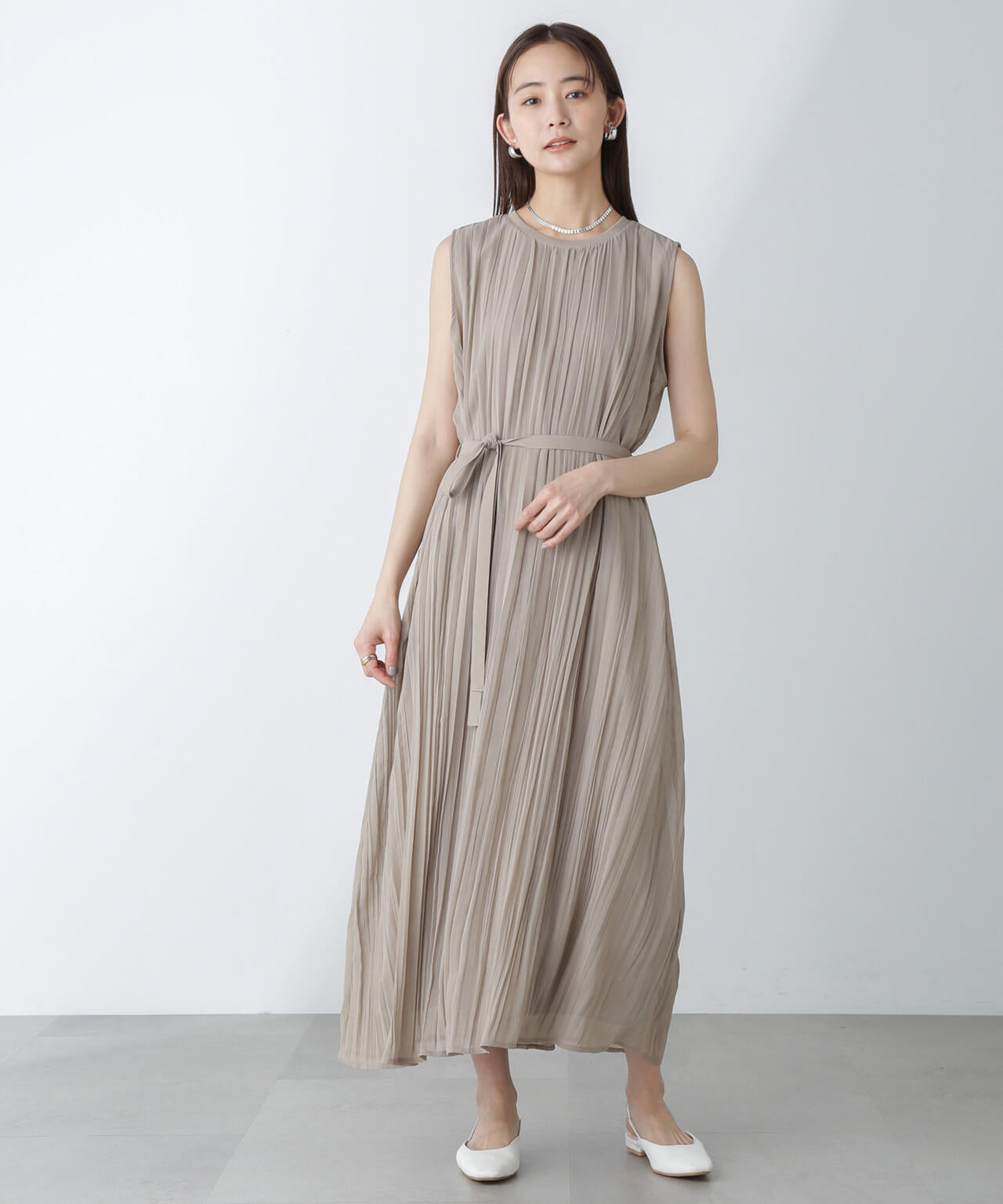 ジョーゼットプリーツ×カットソードッキングワンピース 6694119325