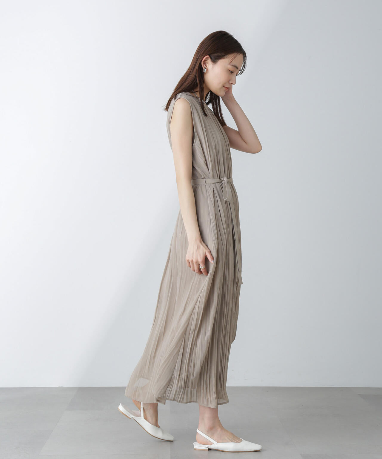 ジョーゼットプリーツ×カットソードッキングワンピース 6694119325