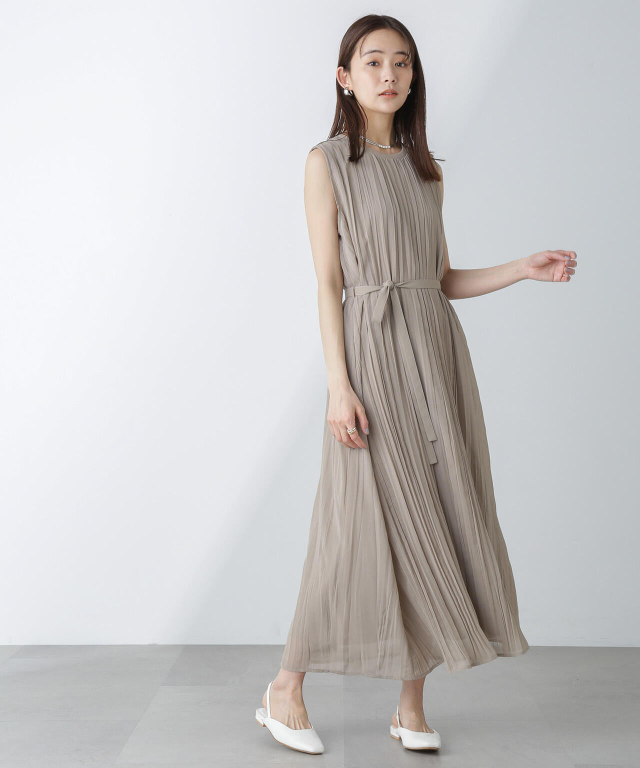 ジョーゼットプリーツ×カットソードッキングワンピース 6694119325