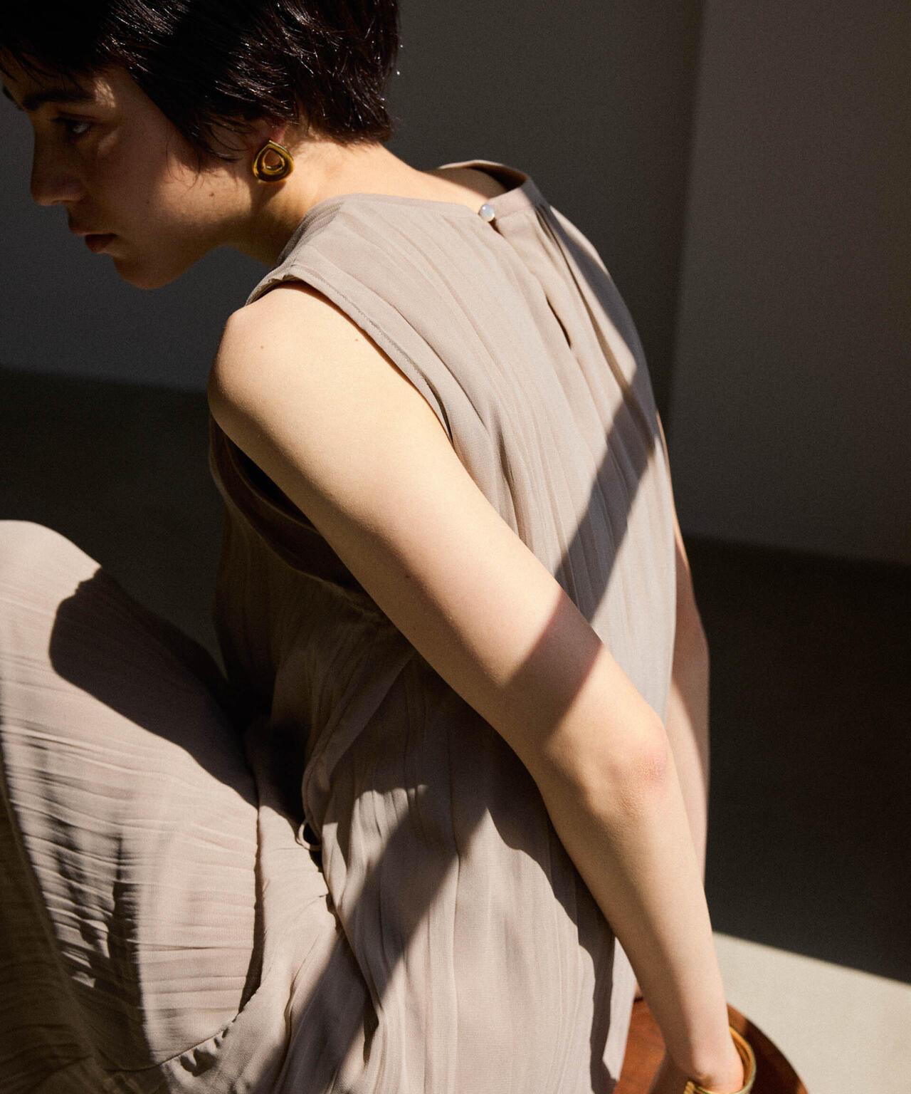 ジョーゼットプリーツ×カットソードッキングワンピース 6694119325