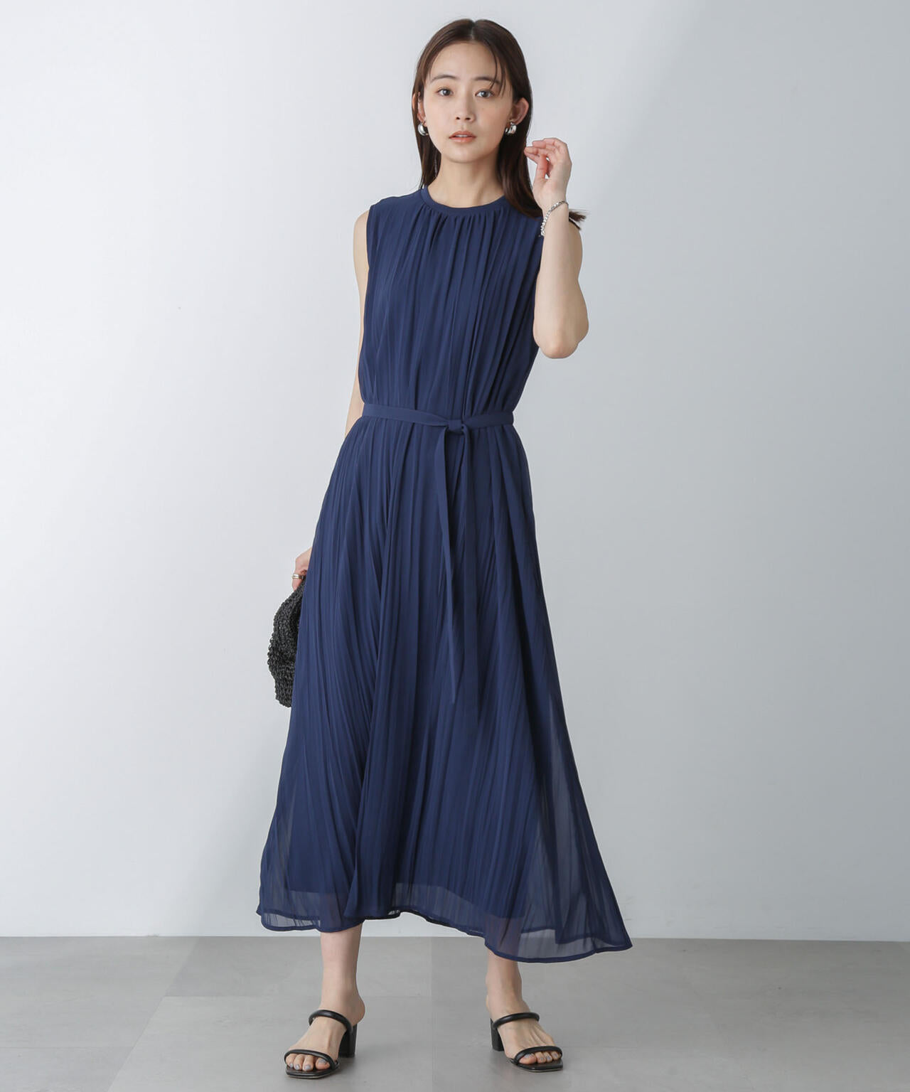 ジョーゼットプリーツ×カットソードッキングワンピース 6694119325