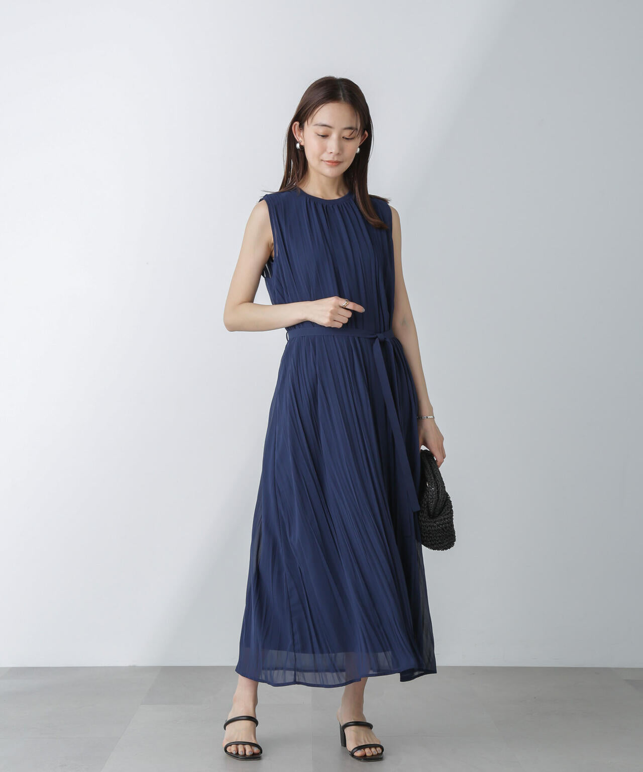ジョーゼットプリーツ×カットソードッキングワンピース 6694119325