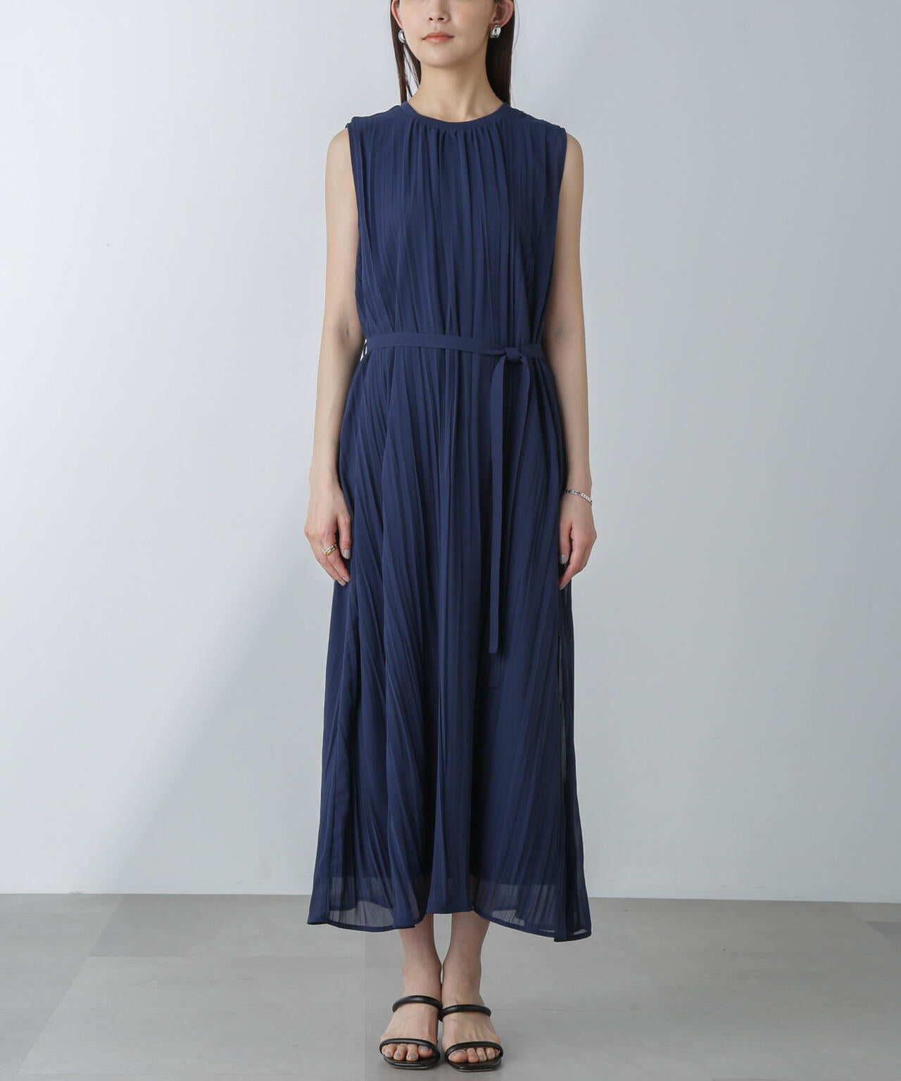 ジョーゼットプリーツ×カットソードッキングワンピース 6694119325