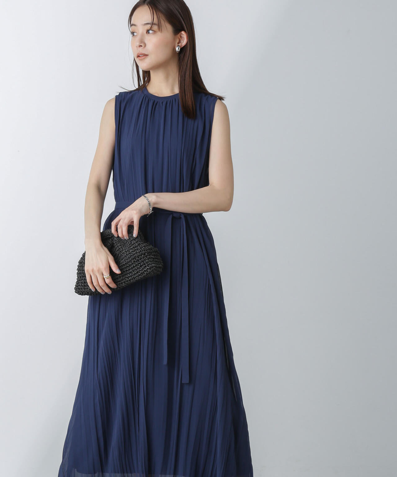 ジョーゼットプリーツ×カットソードッキングワンピース 6694119325