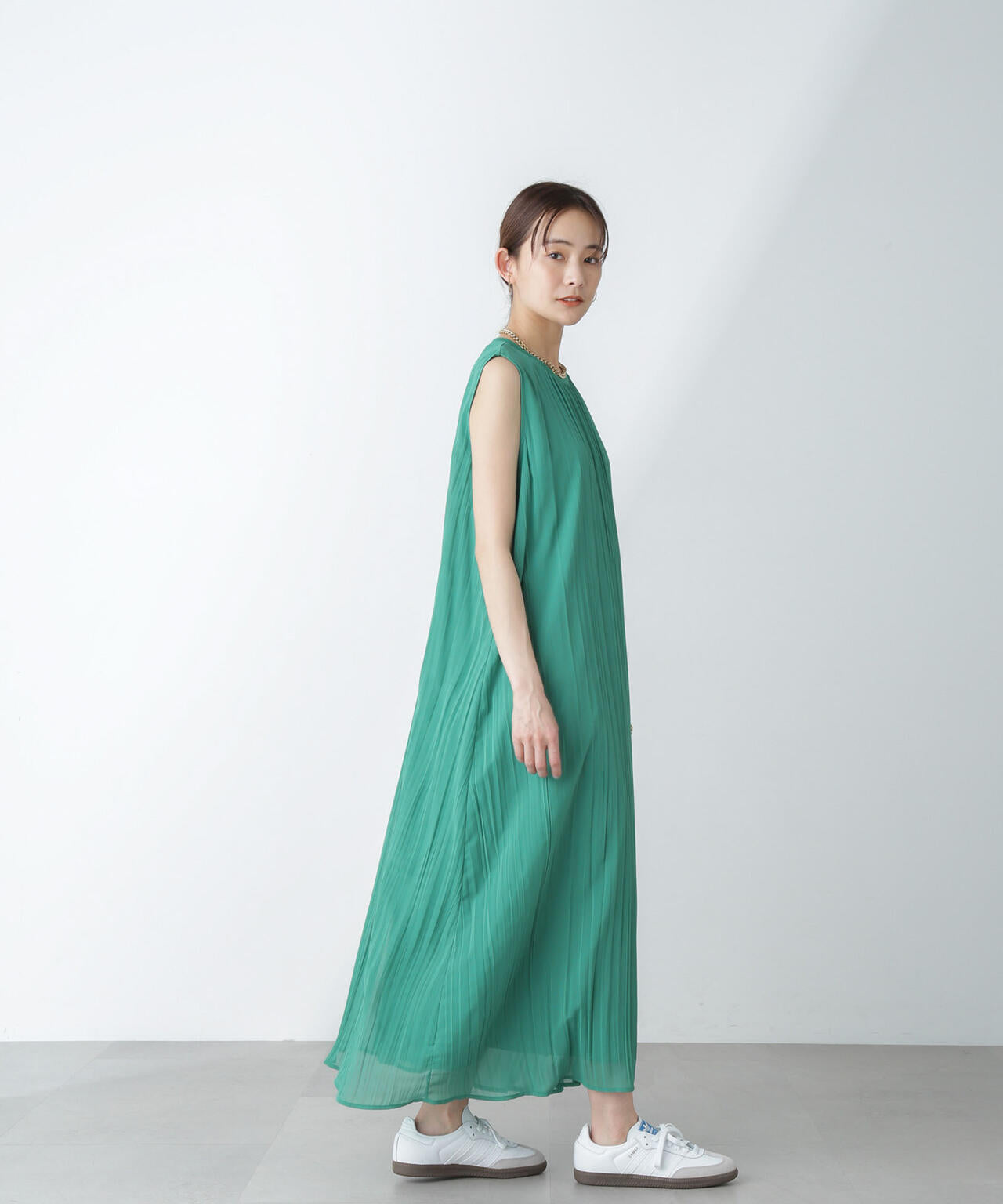 ジョーゼットプリーツ×カットソードッキングワンピース 6694119325