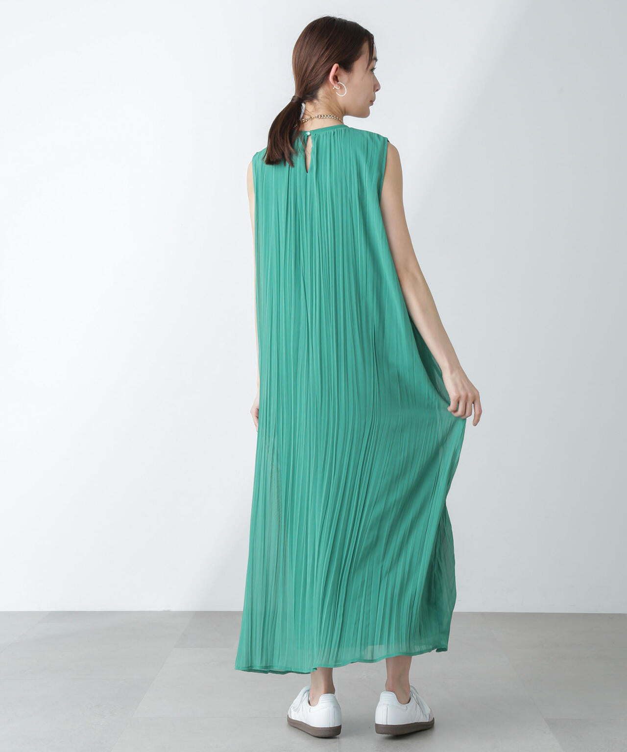 ジョーゼットプリーツ×カットソードッキングワンピース 6694119325