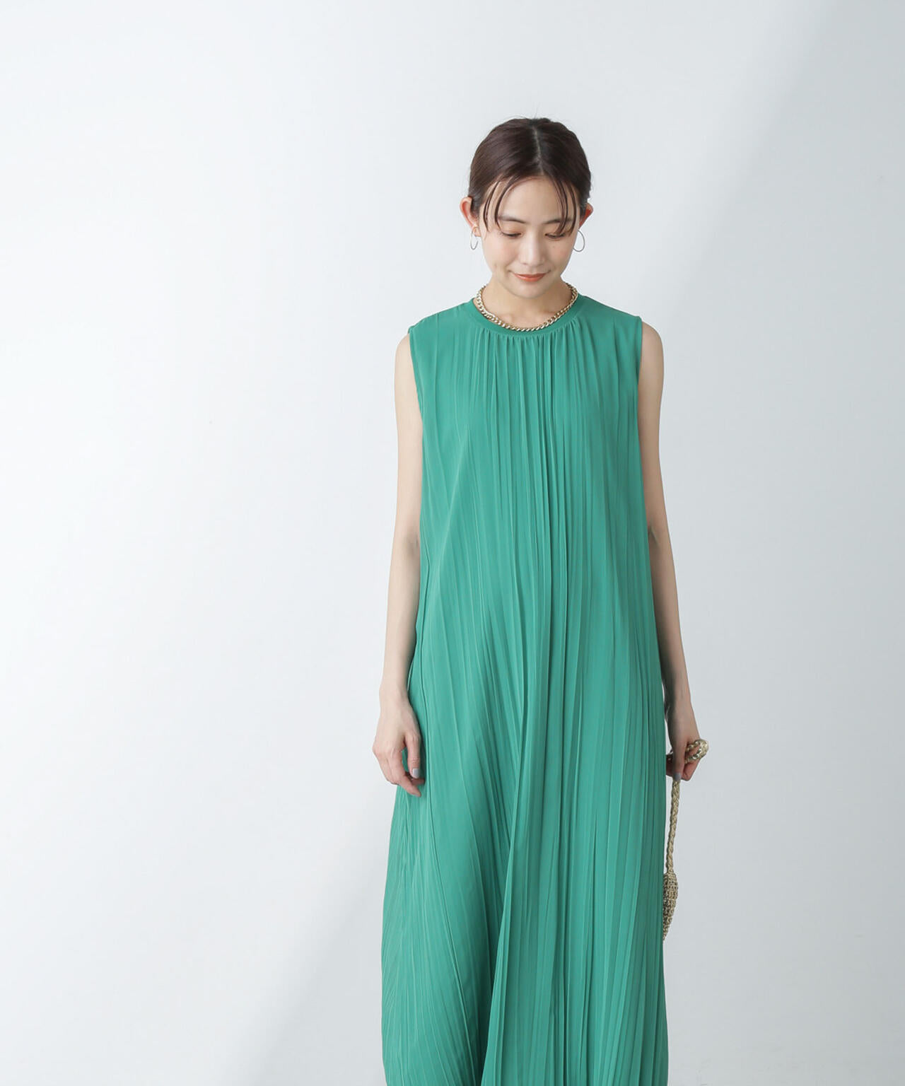 ジョーゼットプリーツ×カットソードッキングワンピース 6694119325