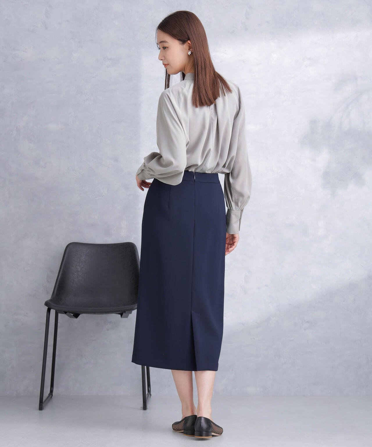 モダールピーチスタンドギャザーブラウス 6694120301